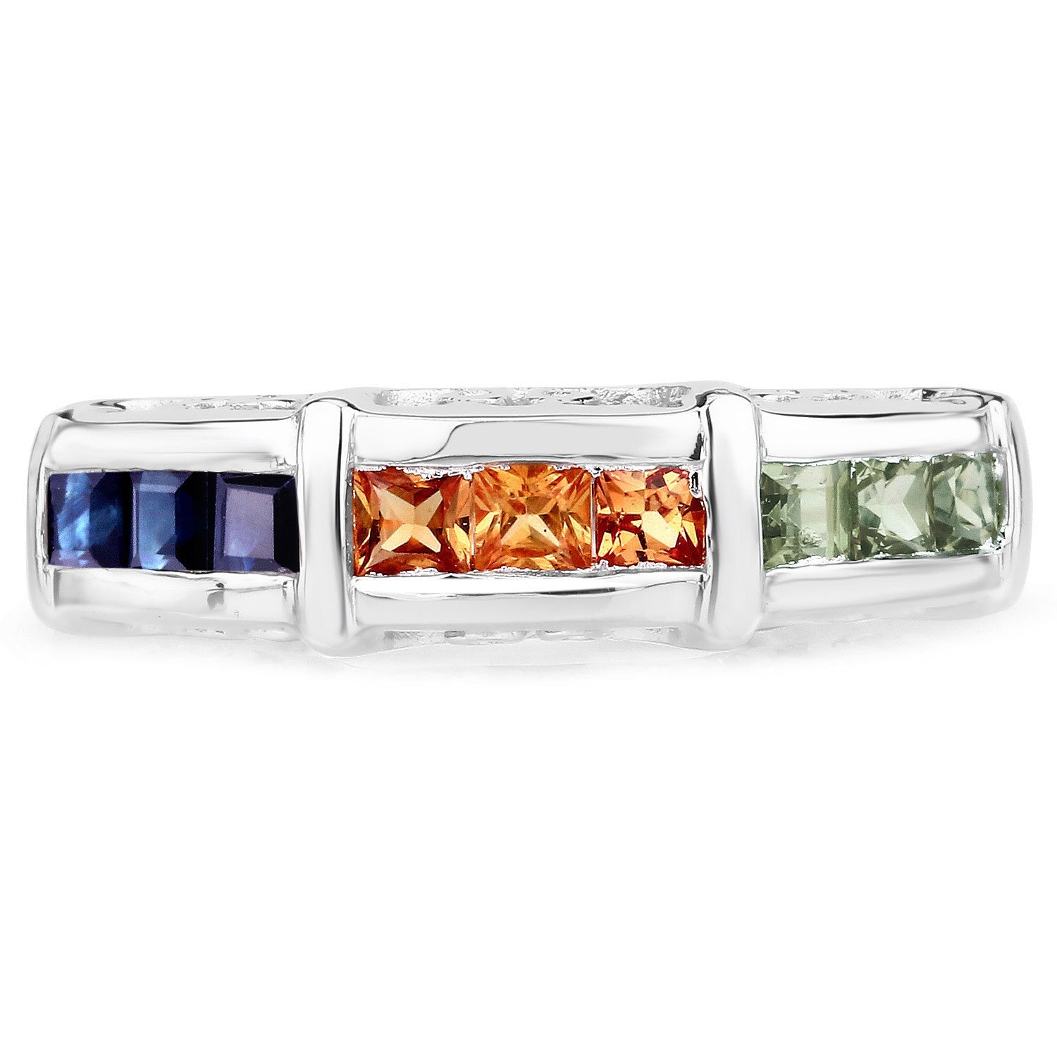 1.08 Carat Genuine Multi Sapphire .925 Sterling Silver Ring by Bids.com
