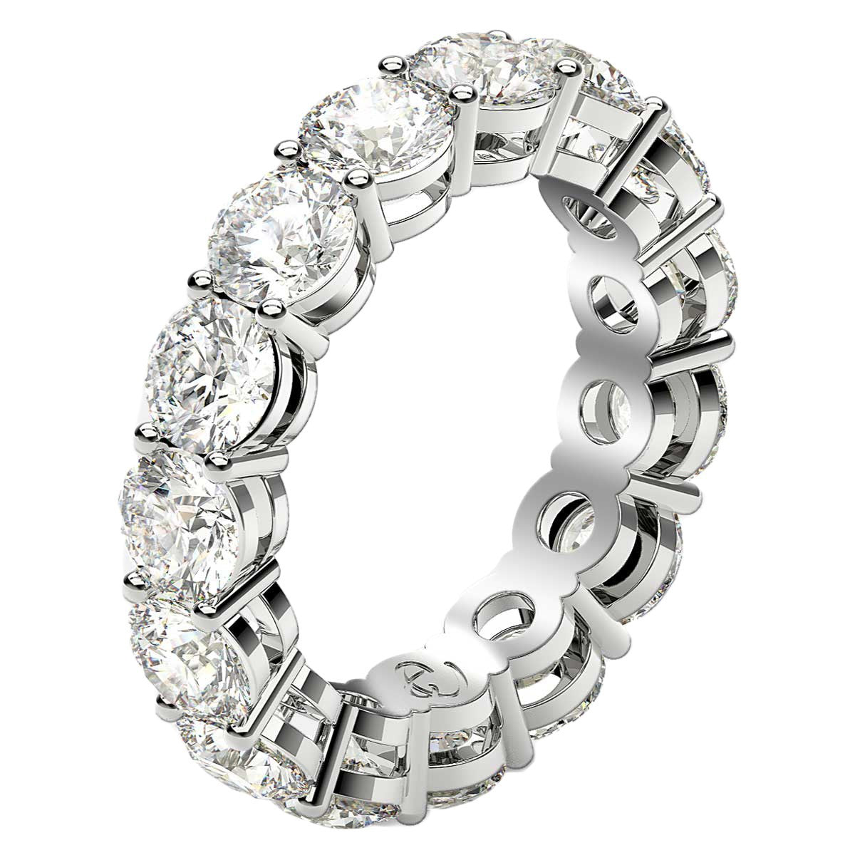 Round Cut Lab Grown Diamond Eternity Ring in 14k White Gold (5 cttw FG/VS2) DestGlow