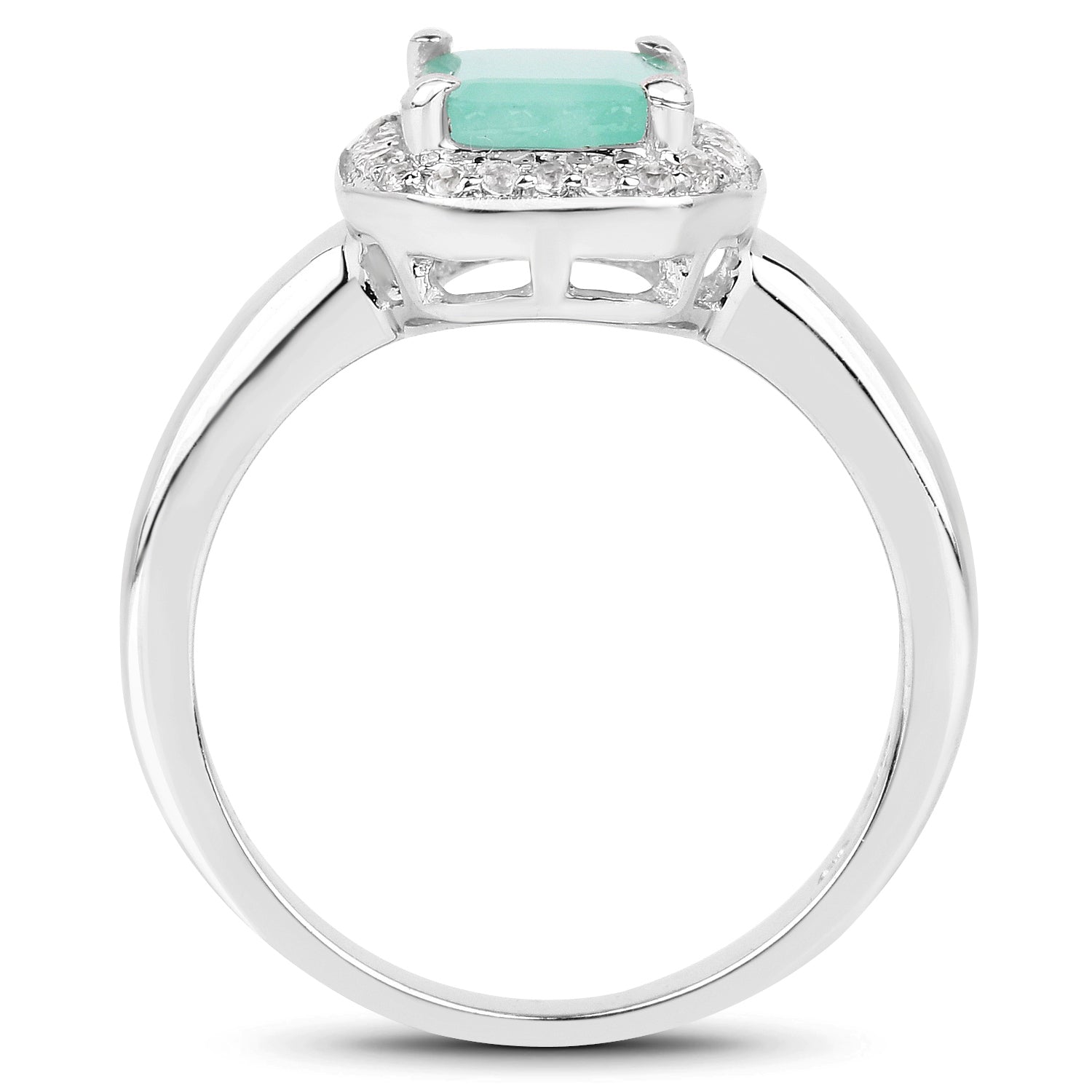 1.73 Carat Genuine Emerald & White Topaz .925 Sterling Silver Ring by Bids.com
