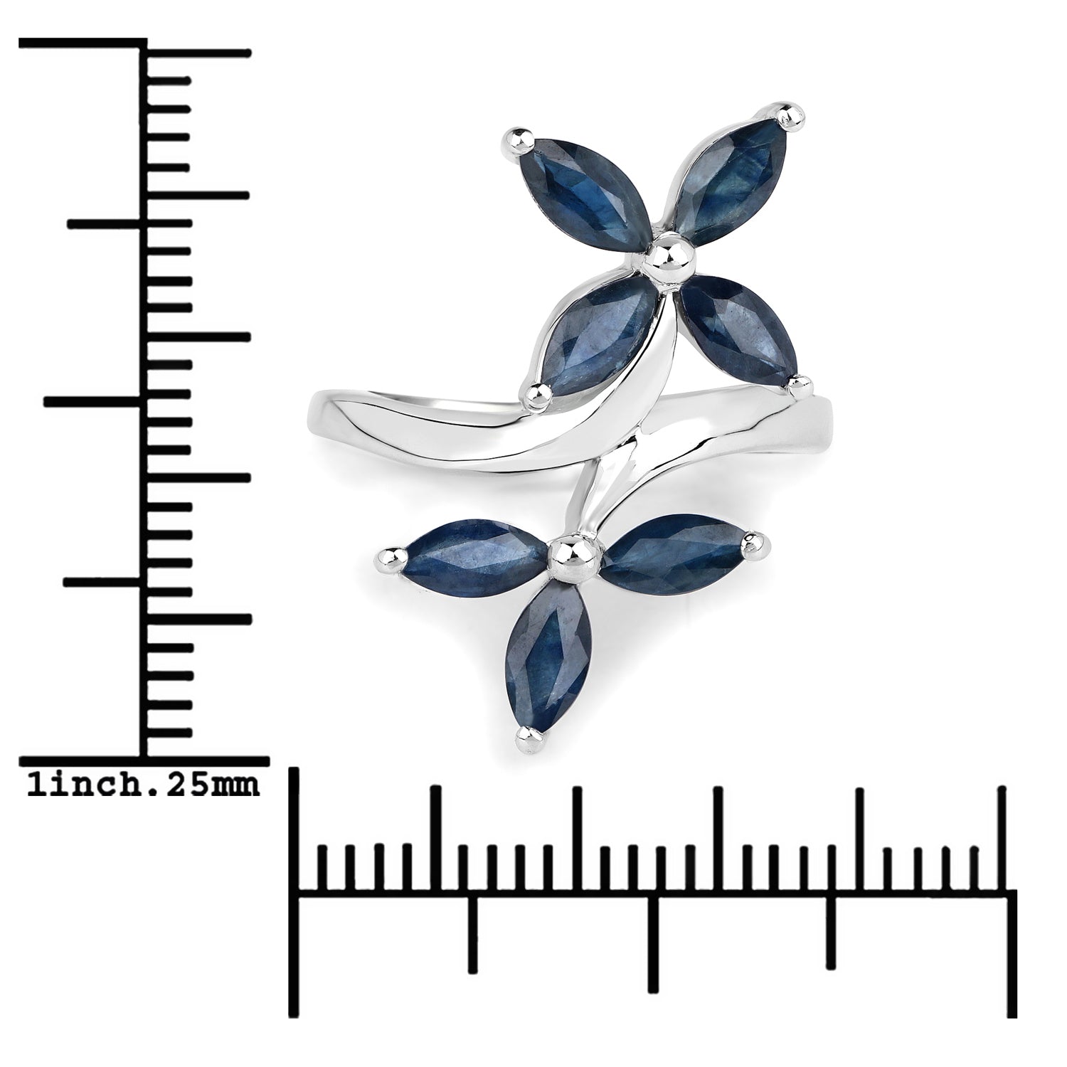 1.75 Carat Genuine Blue Sapphire .925 Sterling Silver Ring DestGlow