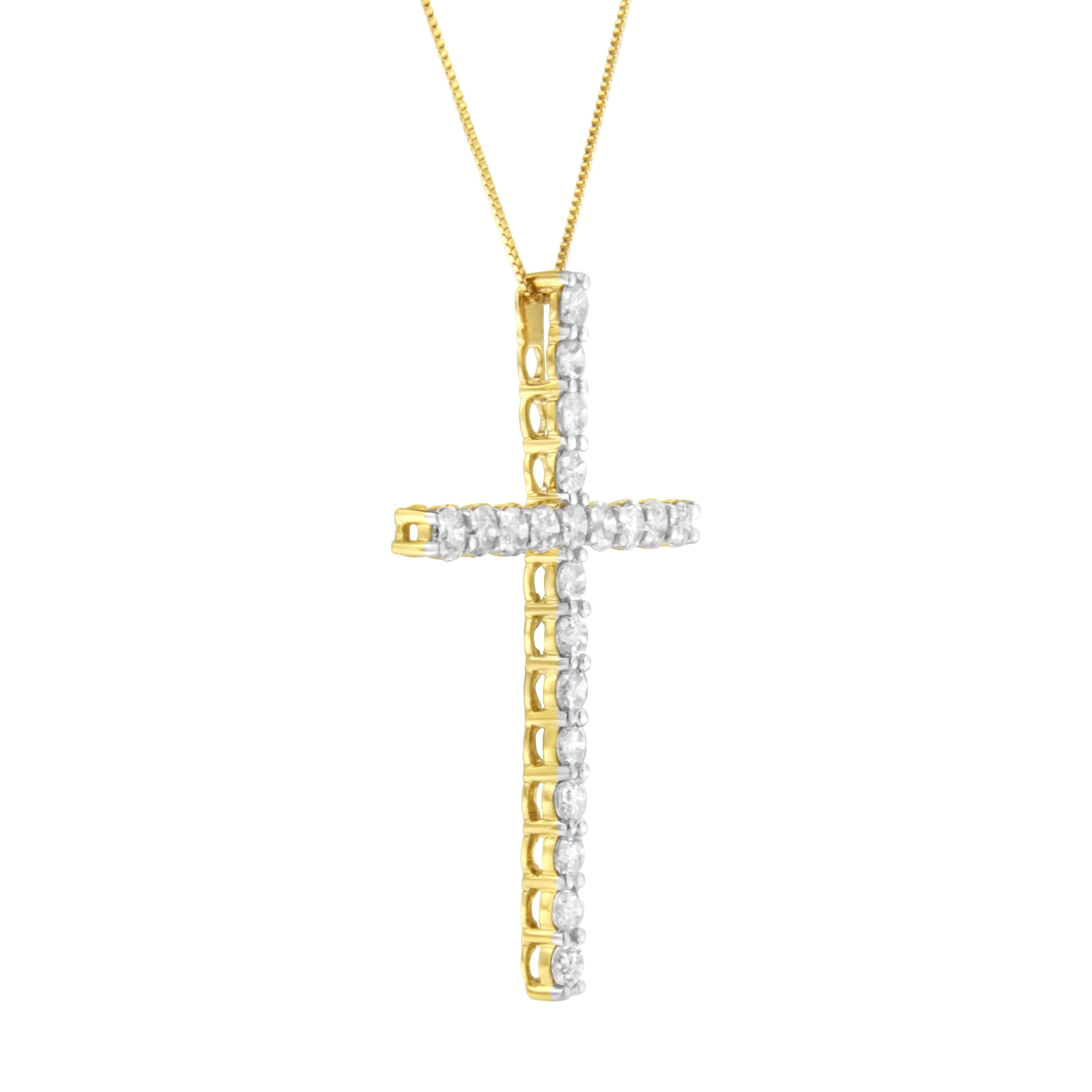 10K Yellow Gold Plated .925 Sterling Silver 4.0 Cttw Round Cut Diamond Cross Pendant Necklace (J-K Color, I1-I2 Clarity) - 18" by Bids.com