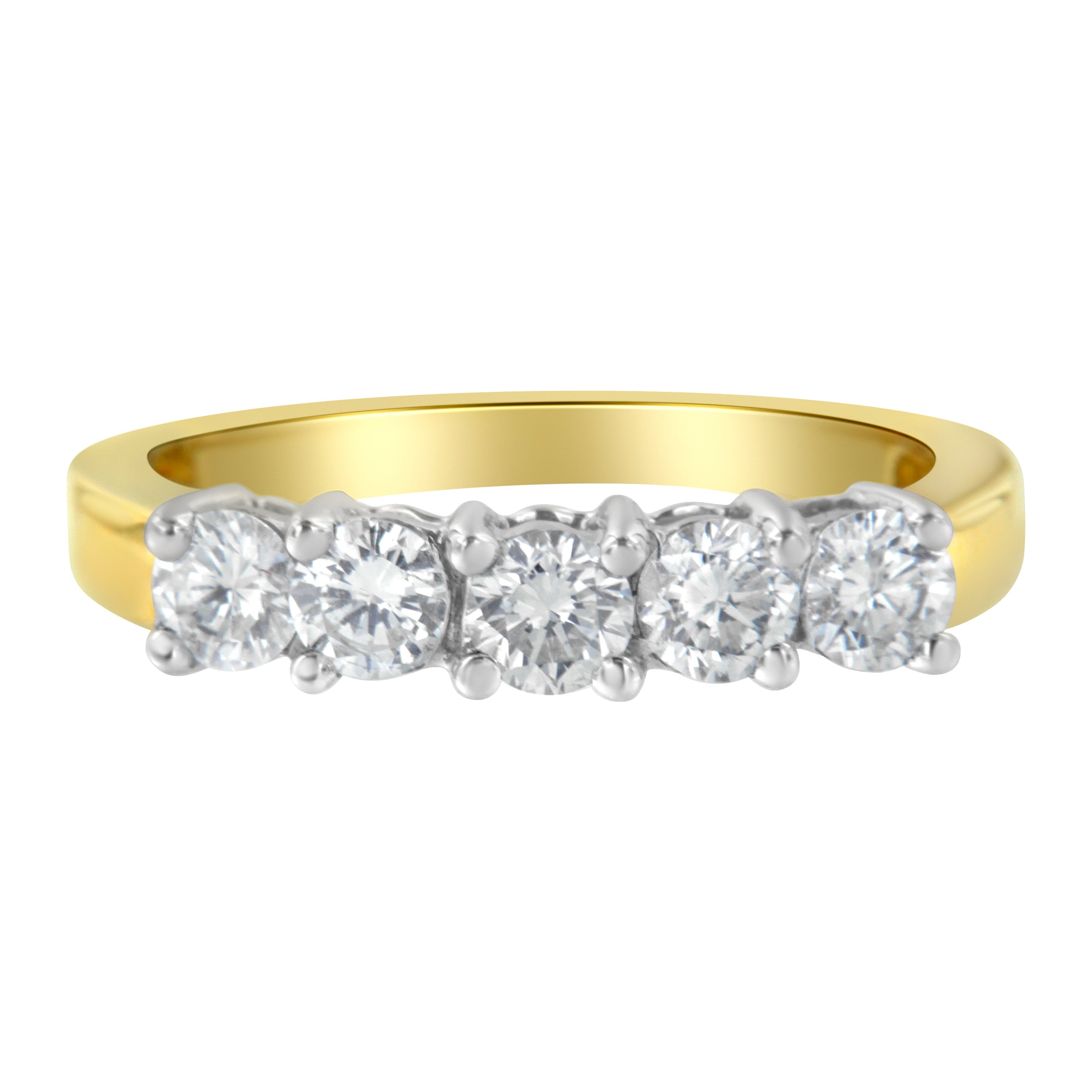 14KT Two Toned Gold 5 Stone Diamond Ring (1 cttw, H-I Color, SI1-SI2 Clarity) by Bids.com