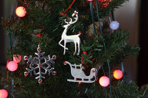 Jingle Bell Christmas Tree Ornaments - Set of 8 Handcrafted Metal Decorations