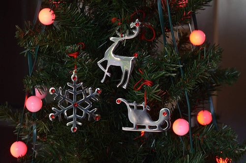 Jingle Bell Christmas Tree Ornaments - Set of 8 Handcrafted Metal Decorations