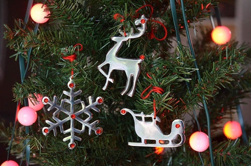 Jingle Bell Christmas Tree Ornaments - Set of 8 Handcrafted Metal Decorations