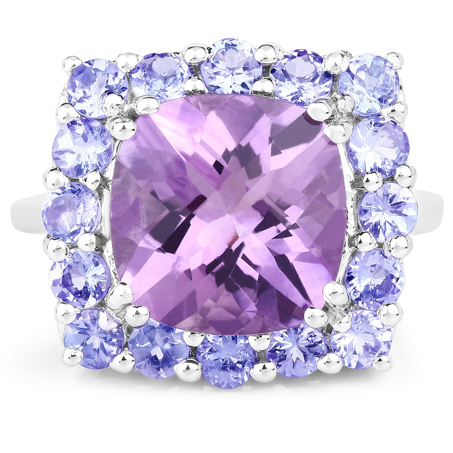 6.63 Carat Genuine Amethyst and Tanzanite .925 Sterling Silver Ring by Bids.com