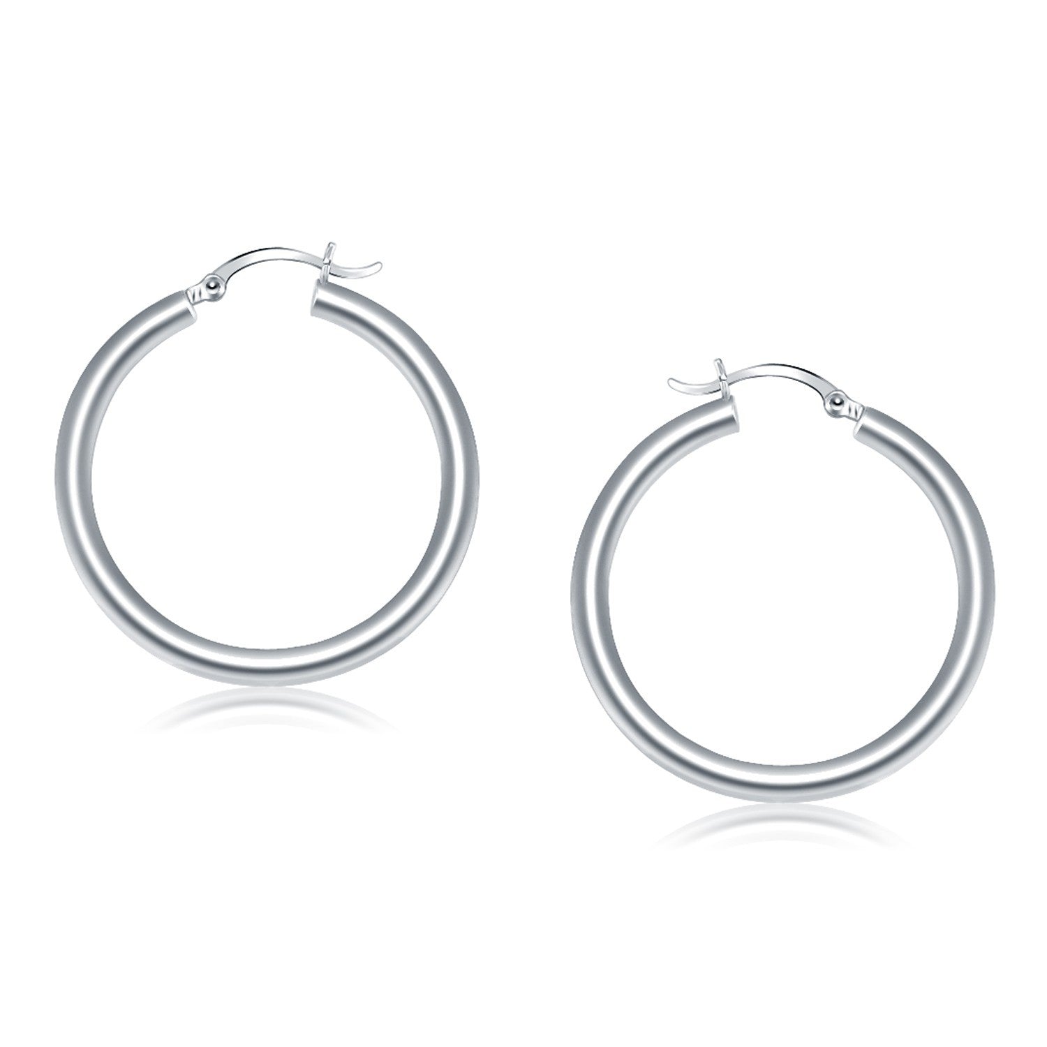 14k White Gold Polished Hoop Earrings (40 mm) by Bids.com