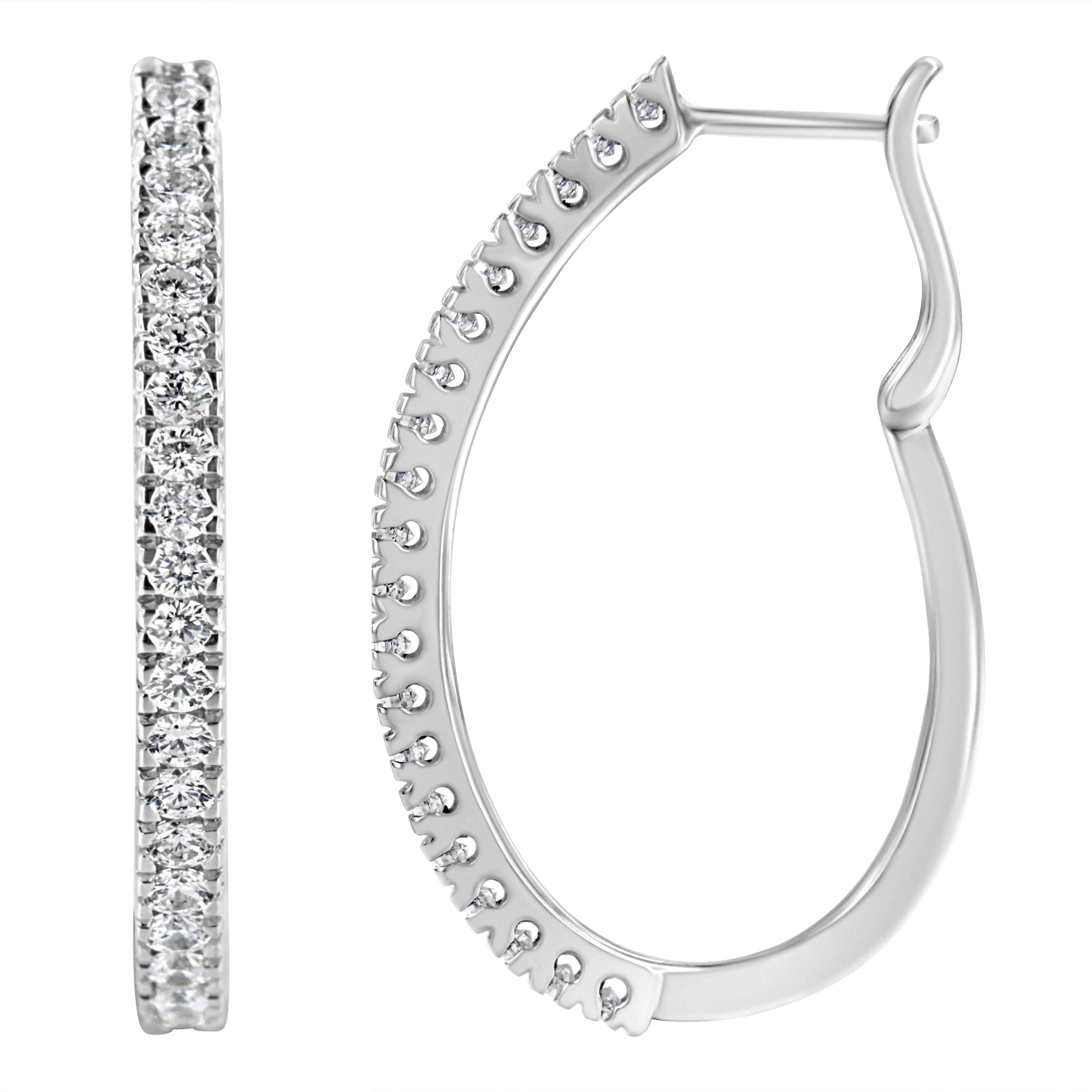 10KT White Gold 1 cttw Diamond Hoop Earrings (I-J Clarity, I2-I3 Color) by Bids.com