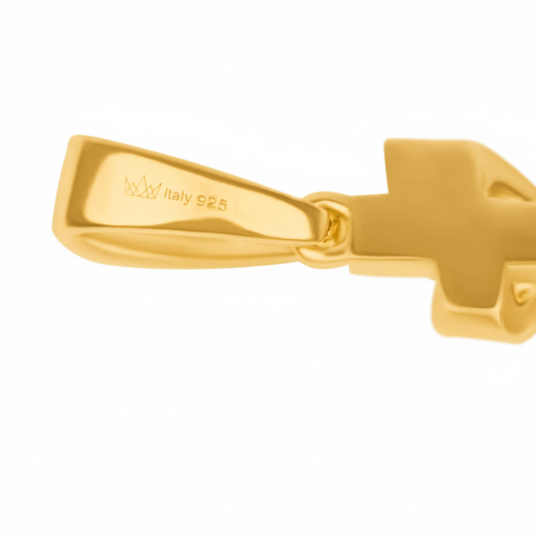 Jesus Crucifix Cross Pendant in 925 Sterling Silver 14K Gold