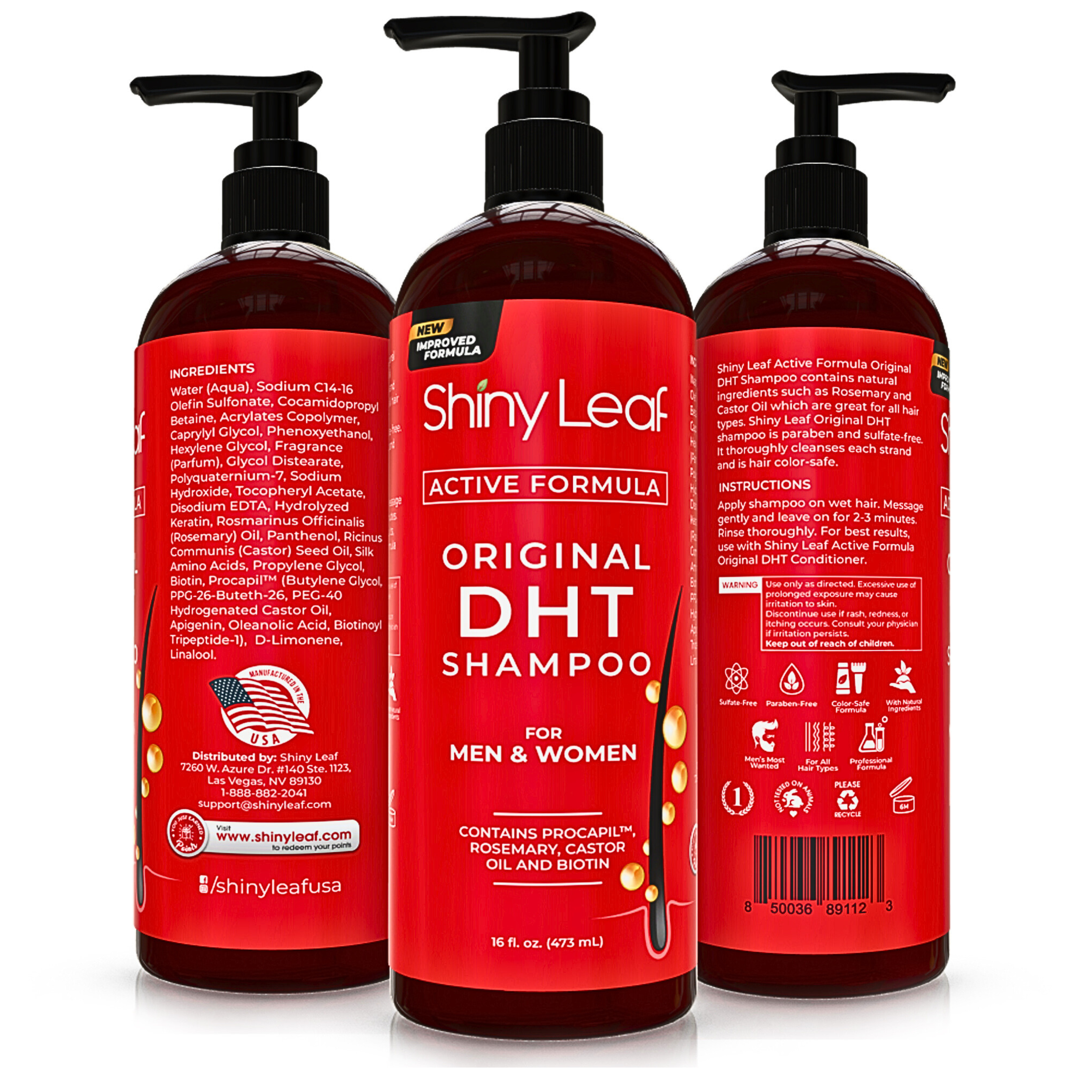 DHT Blocker Hair Loss Shampoo 16 oz, Active Formula For Hair Growth With Biotin