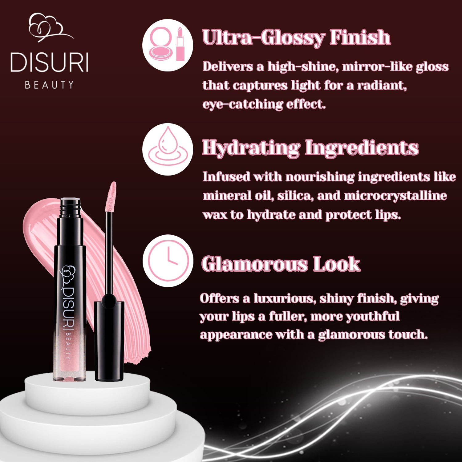 DISURI Beauty Glossy Blast Lip Gloss - Baby Pink (M70)