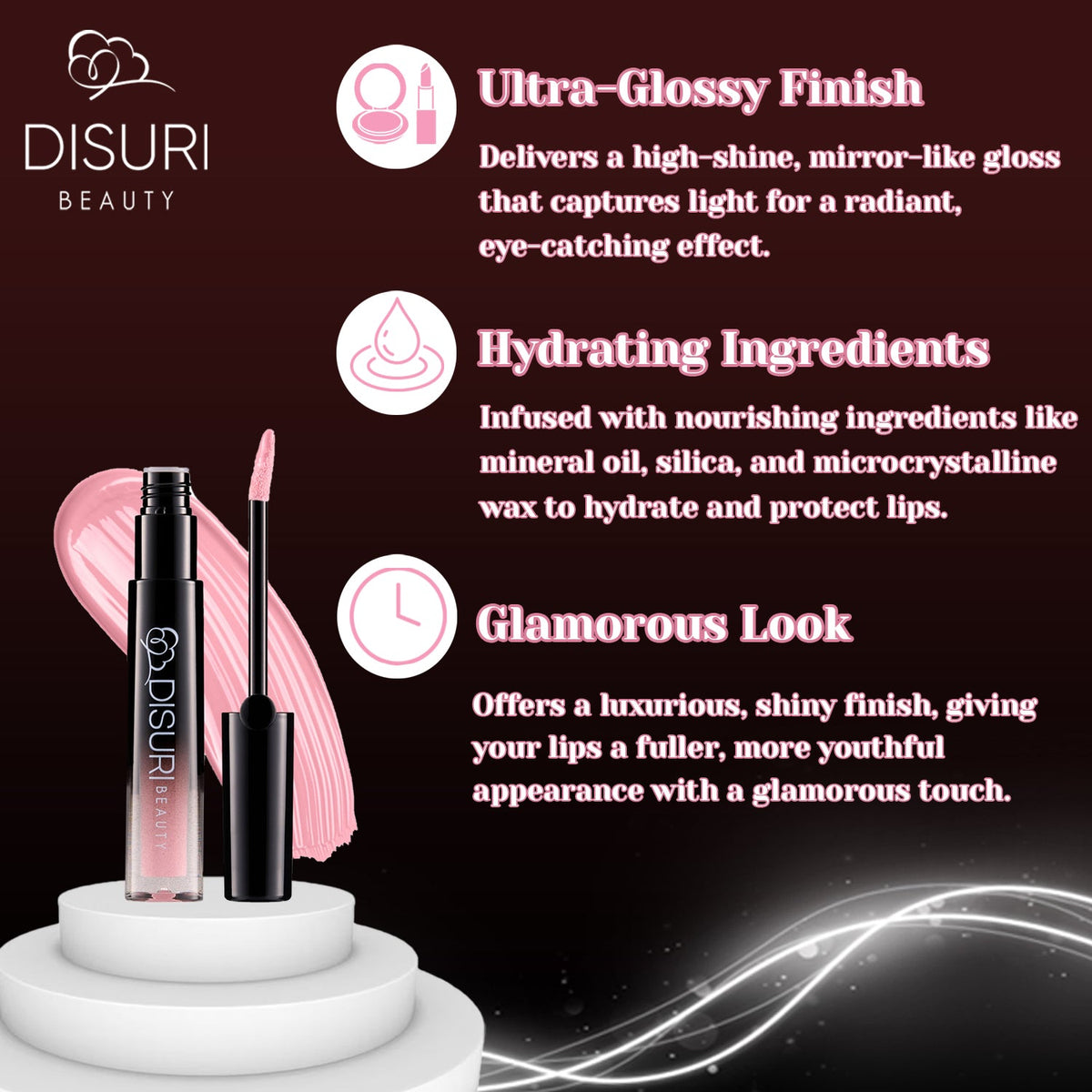 DISURI Beauty Glossy Blast Lip Gloss - Baby Pink (M70) DestGlow