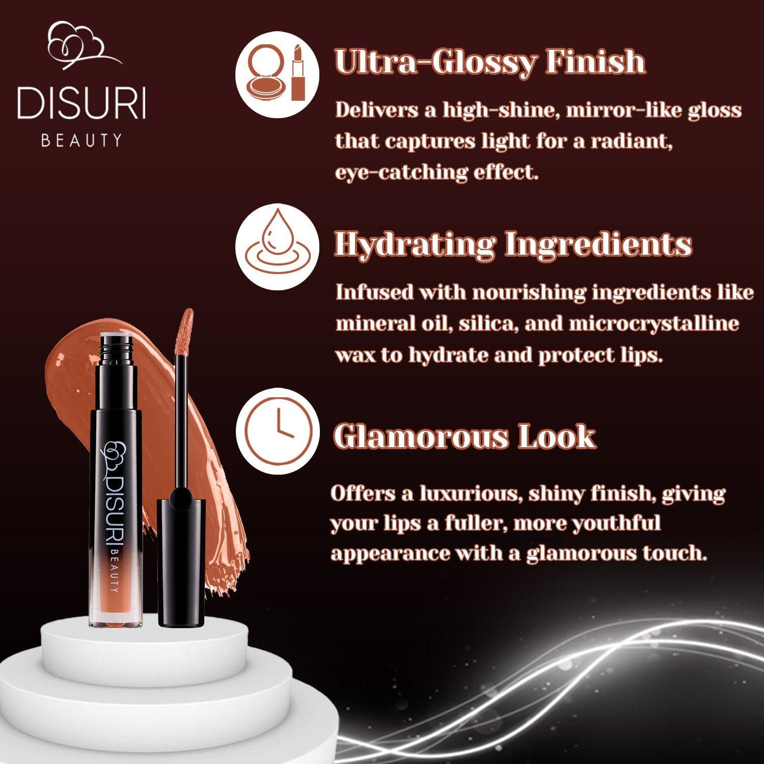 DISURI Beauty Glossy Blast Lip Gloss - Cafe Con Leche (M48)