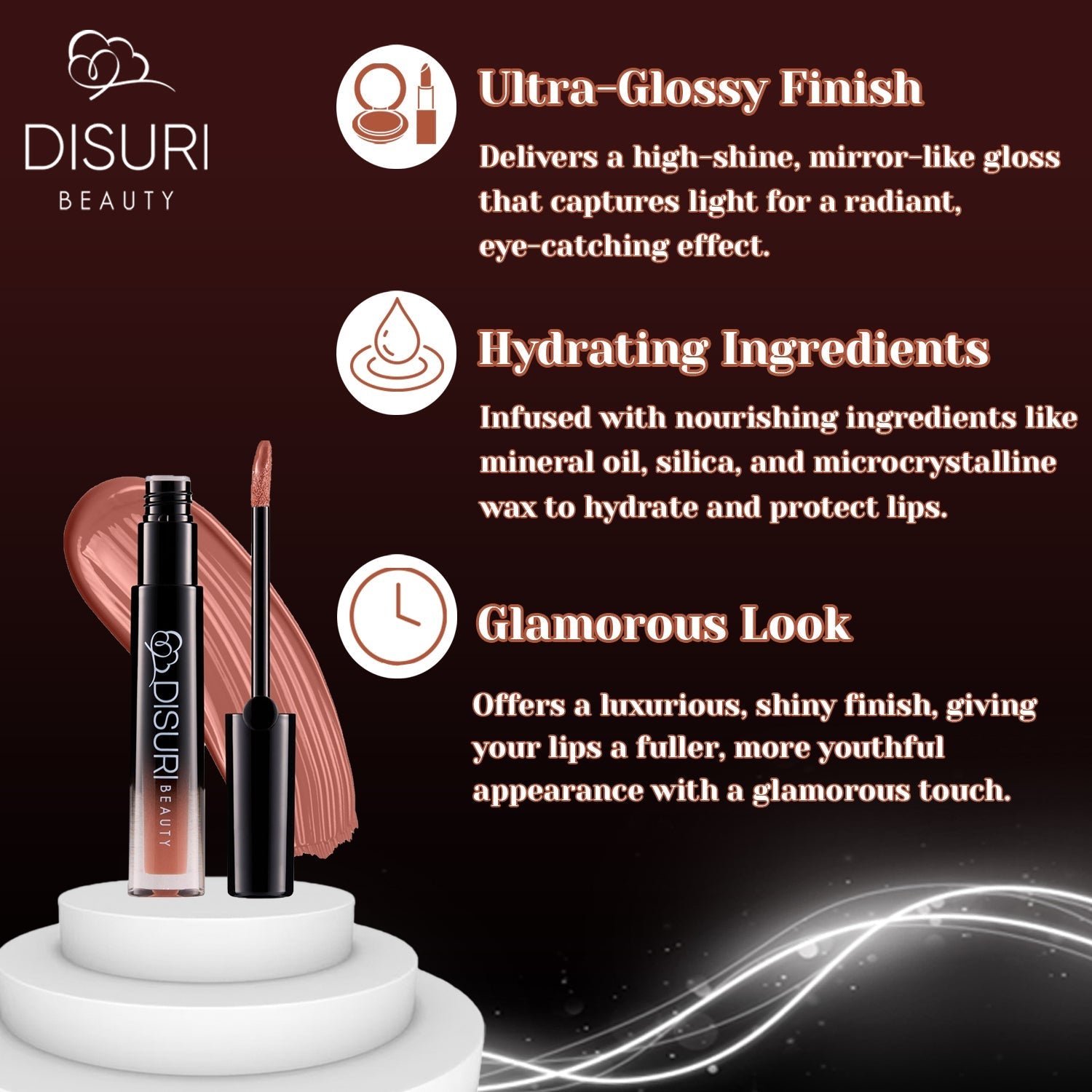 DISURI Beauty Glossy Blast Lip Gloss - Cocoa Crush (M7)