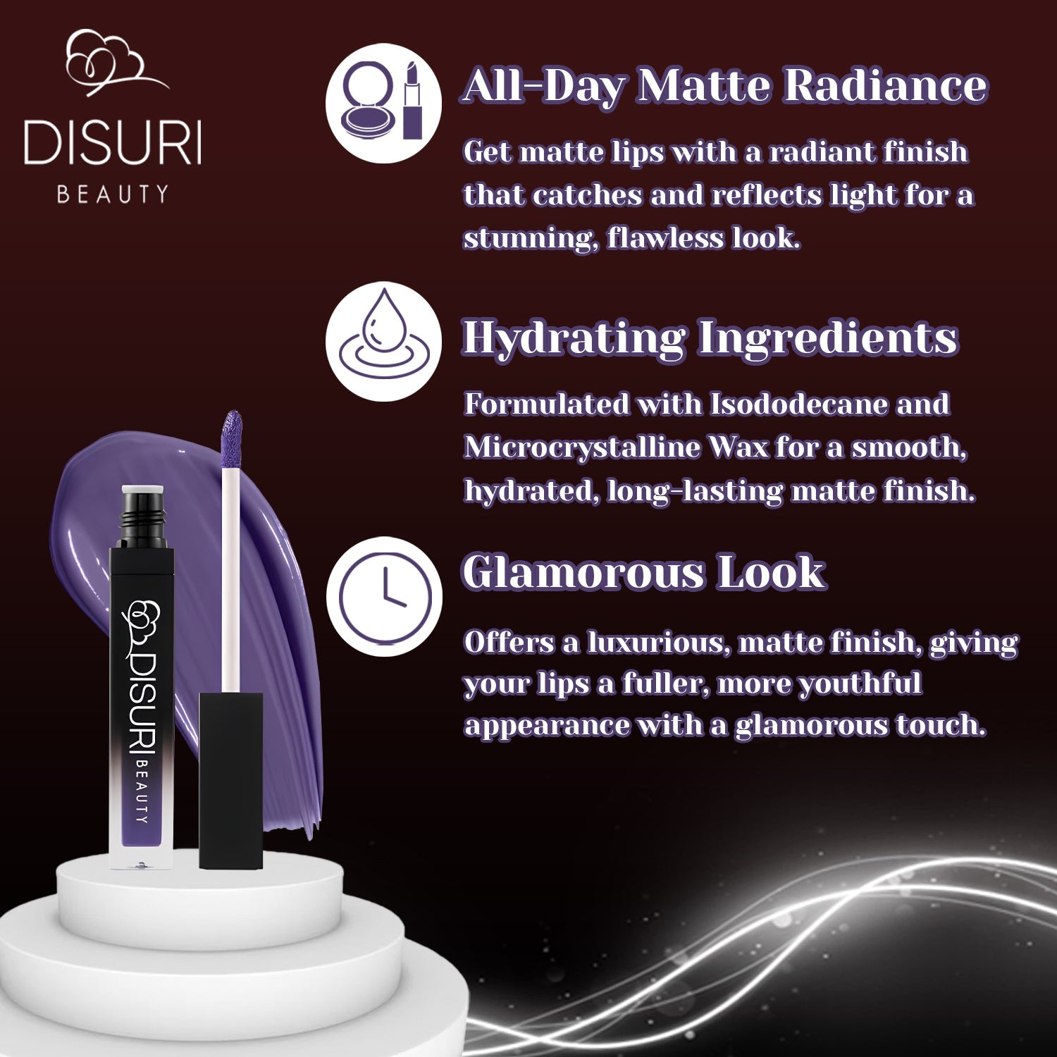DISURI Beauty Liquid Lipstick - Royal Purple (50)