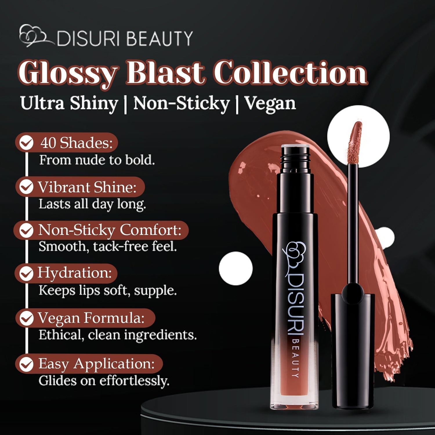 DISURI Beauty Glossy Blast Lip Gloss - Mocha (M35)
