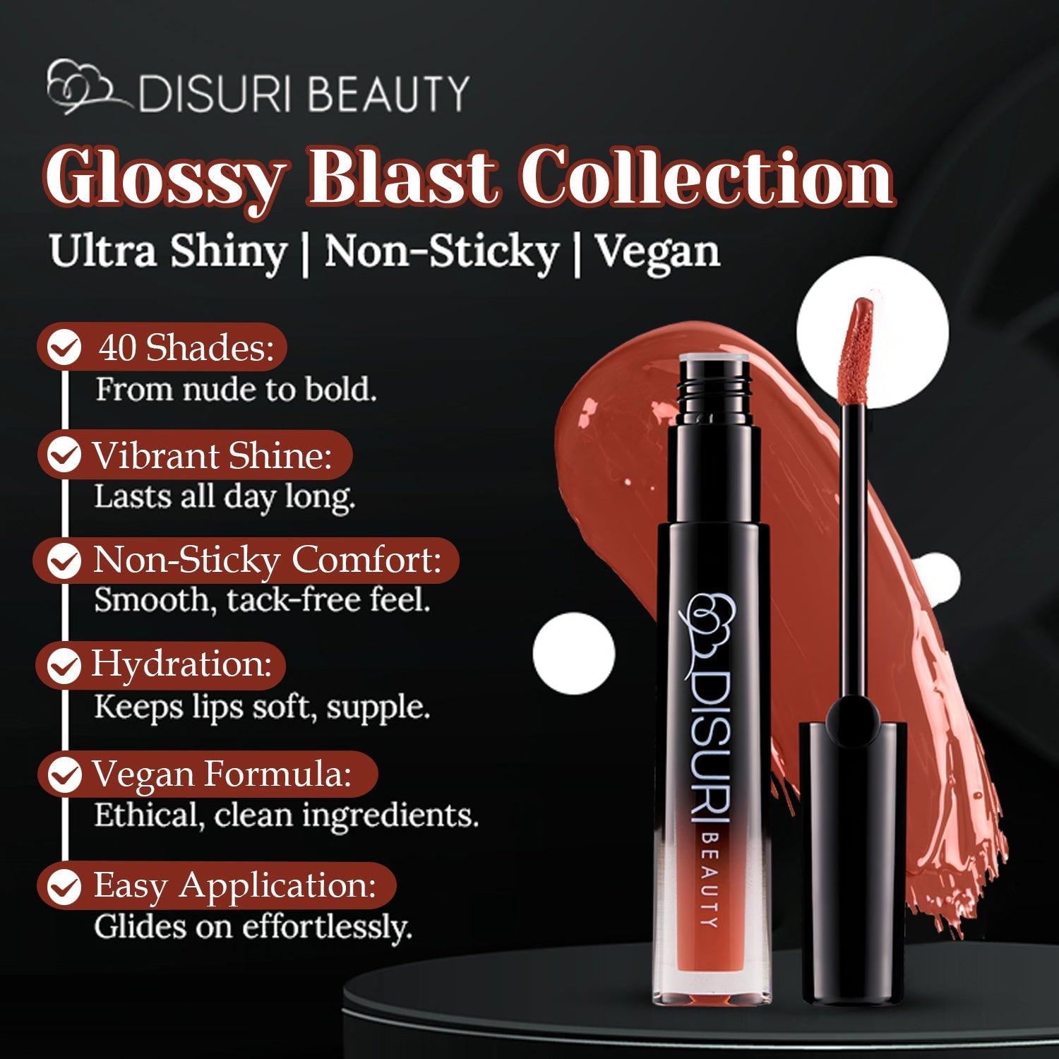 DISURI Beauty Glossy Blast Lip Gloss - Nana (M50)
