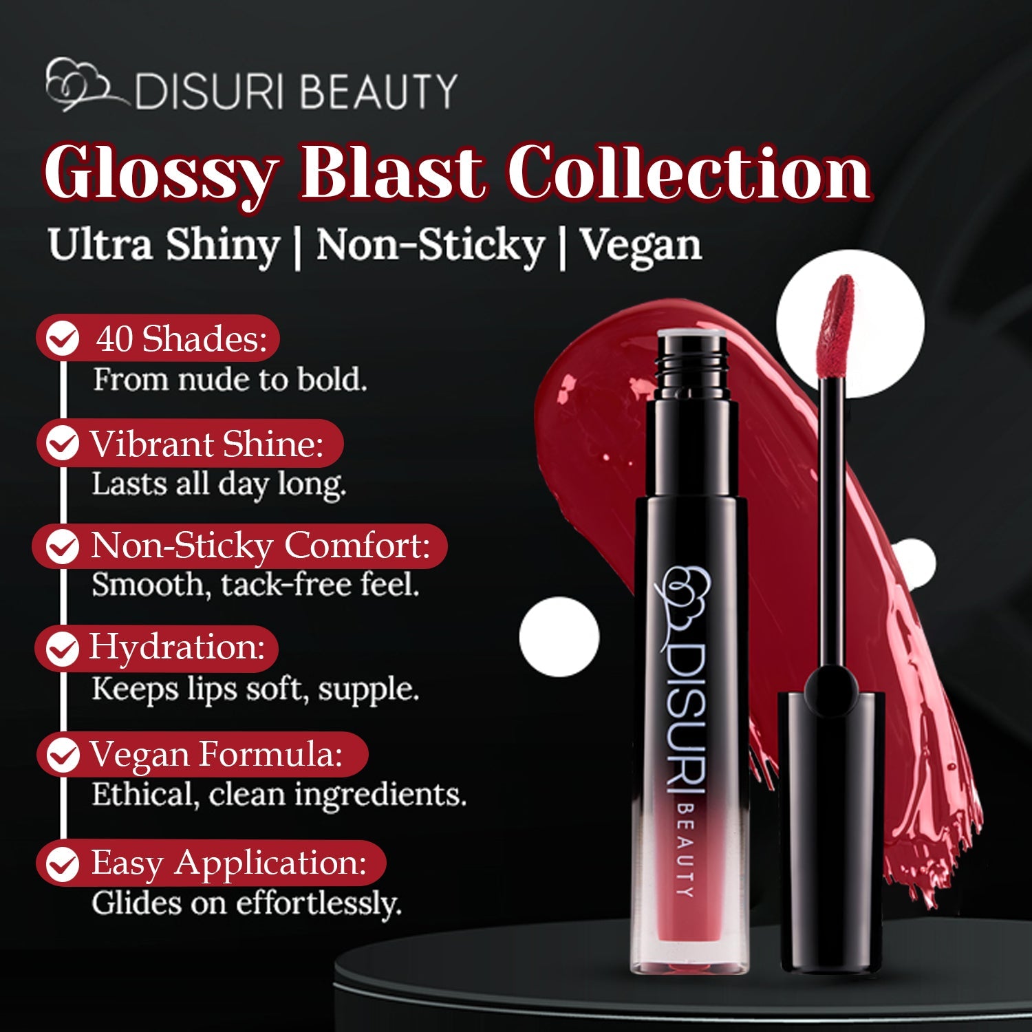 DISURI Beauty Glossy Blast Lip Gloss - No Games Please (M64)