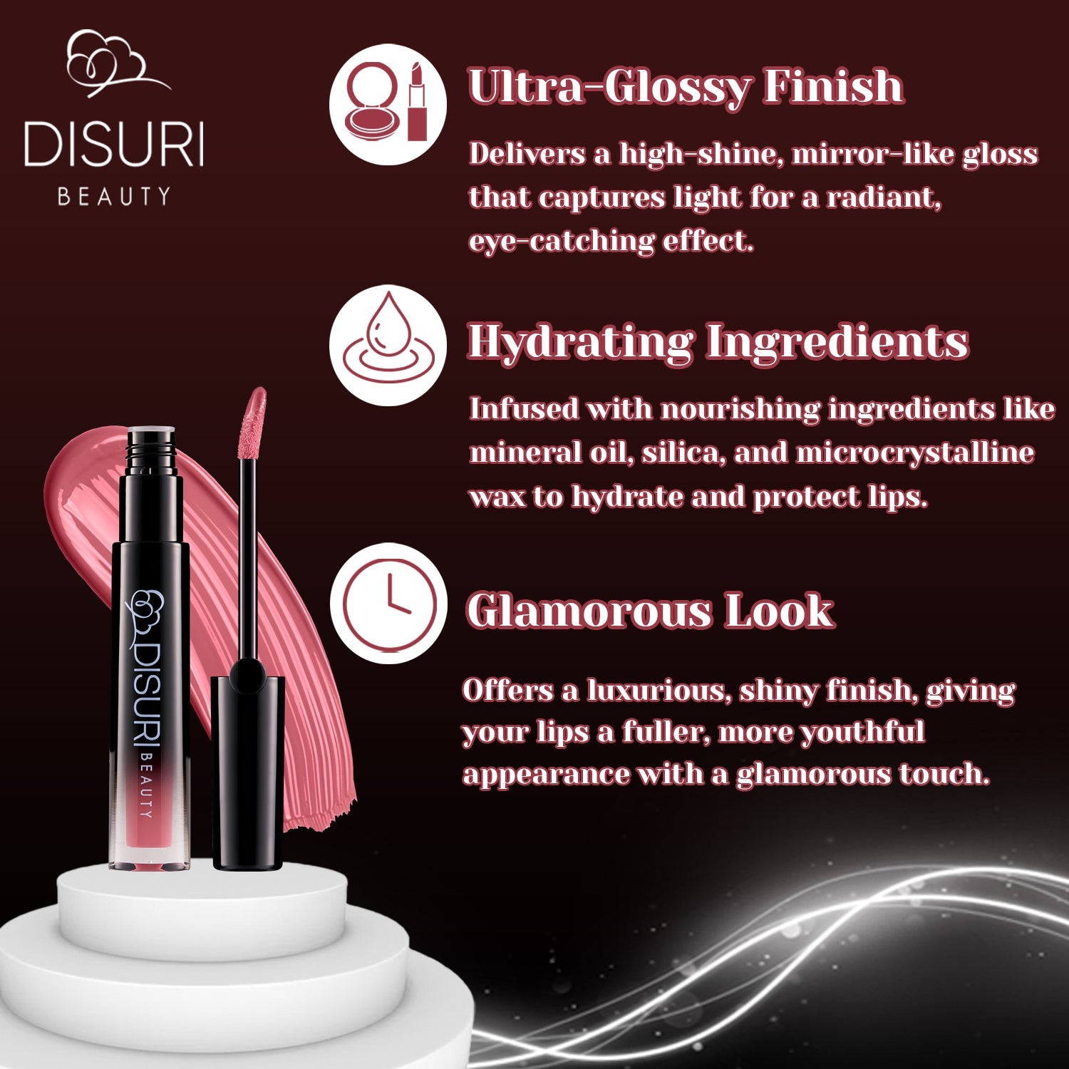 DISURI Beauty Glossy Blast Lip Gloss - Pink Berry Pie (M57)