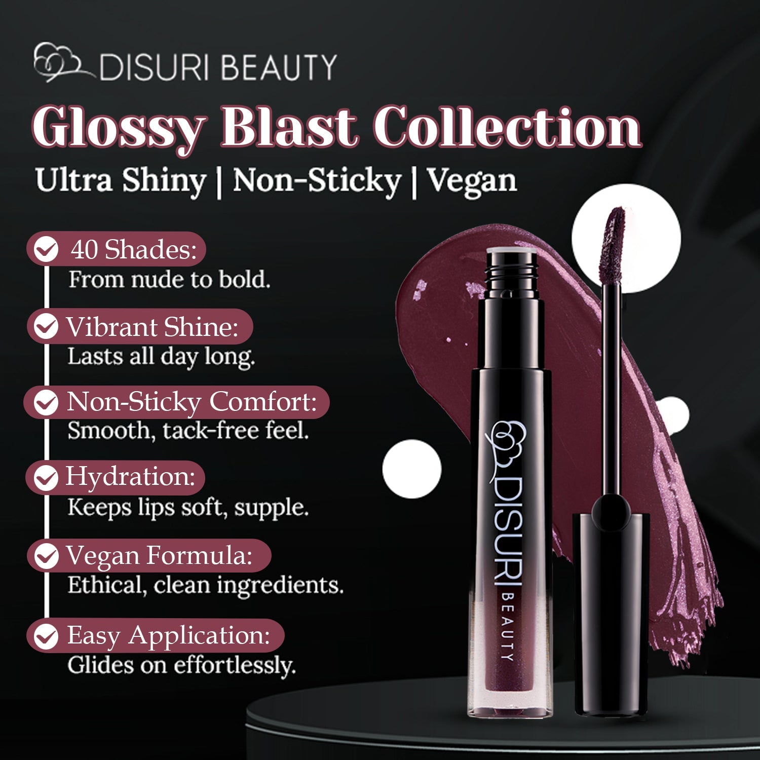 DISURI Beauty Glossy Blast Lip Gloss - Harlem (M72)