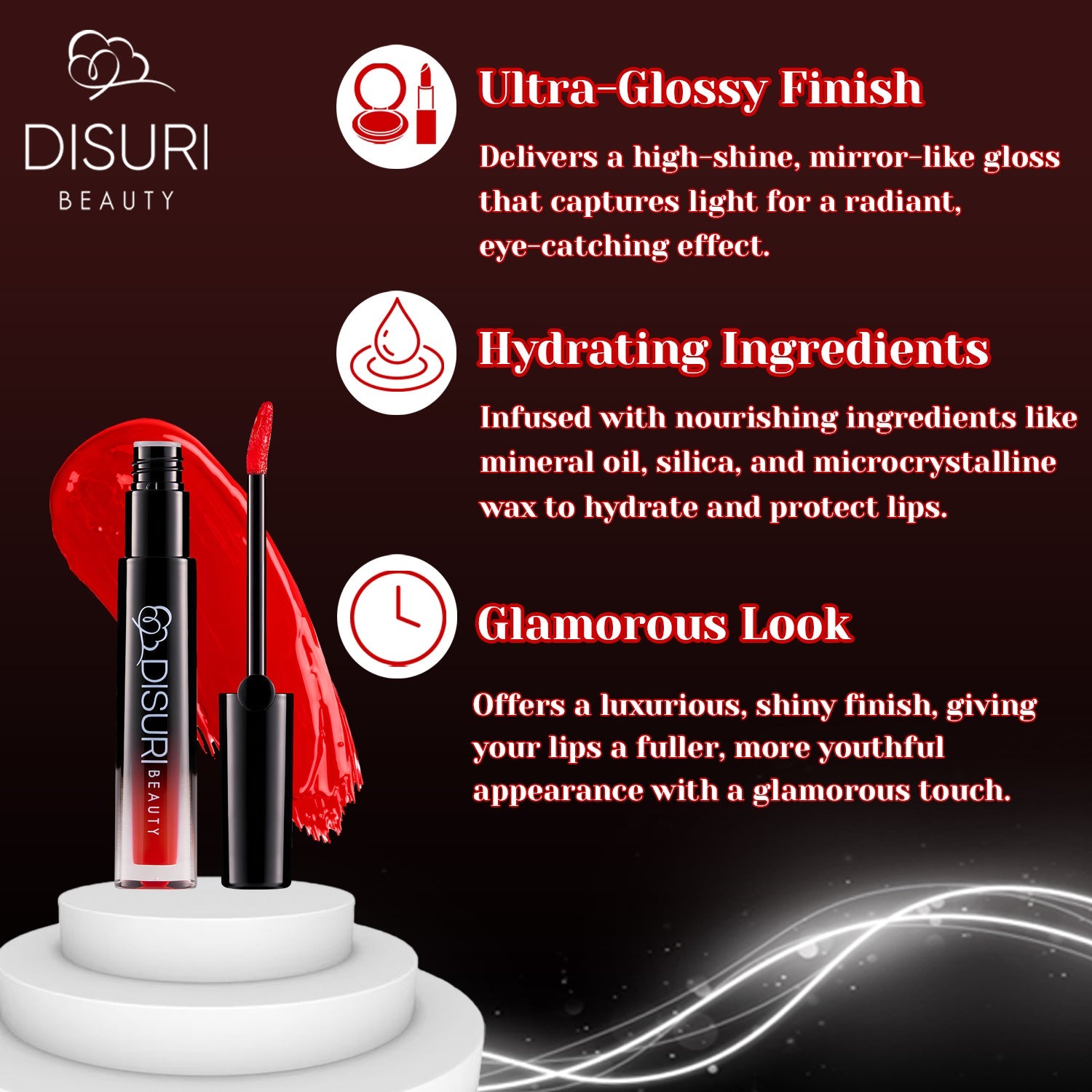 DISURI Beauty Glossy Blast Lip Gloss - Queens (M60)