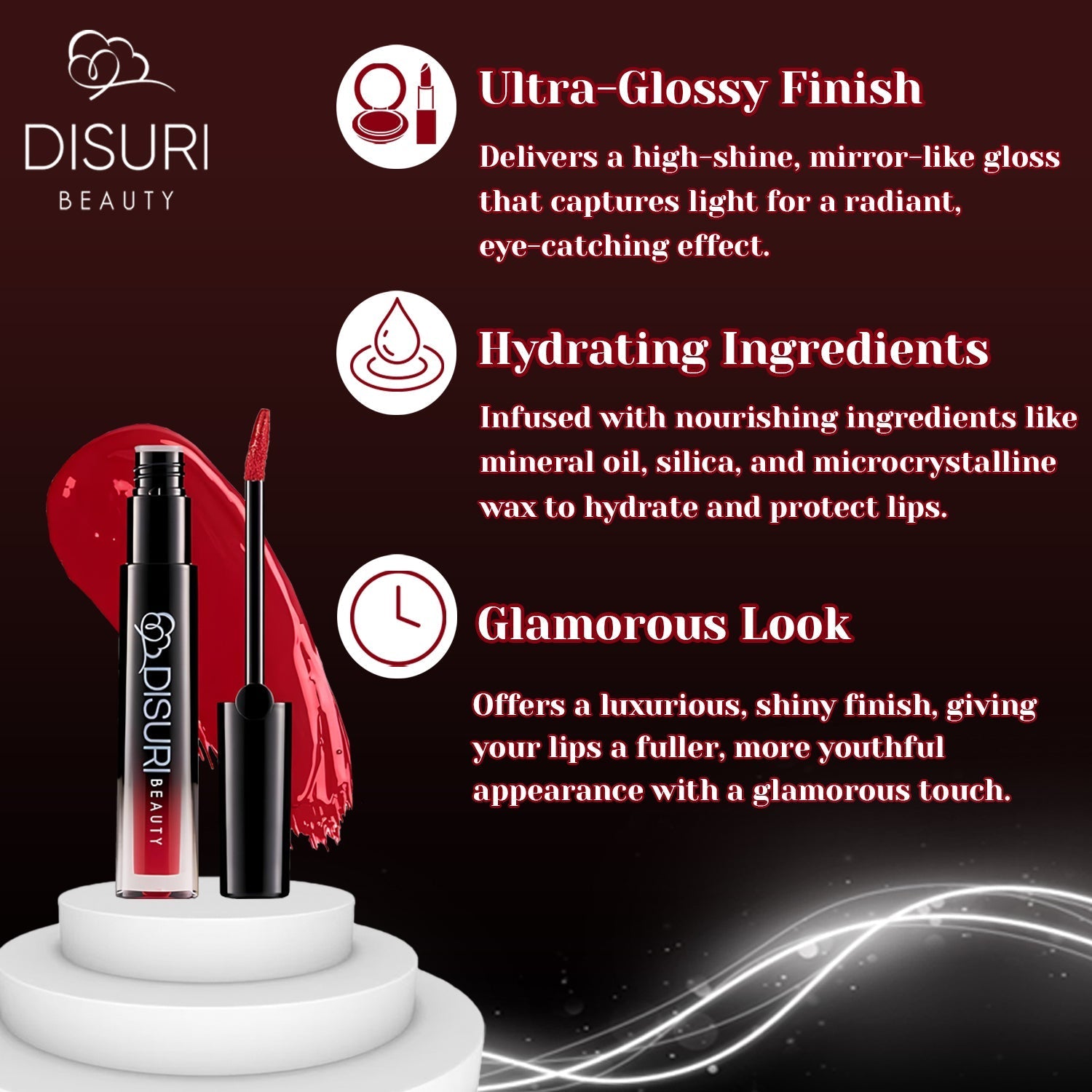 DISURI Beauty Glossy Blast Lip Gloss - Ruby Rosa (M41)