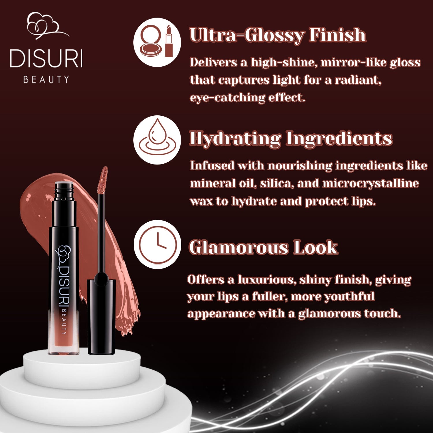 DISURI Beauty Glossy Blast Lip Gloss - Schnicker (M36)