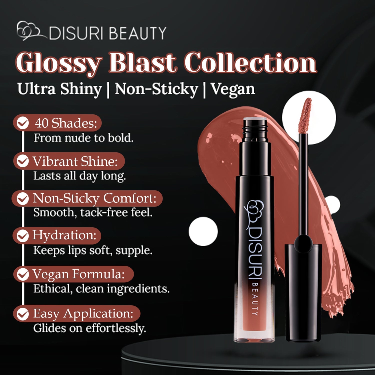 DISURI Beauty Glossy Blast Lip Gloss - Schnicker (M36)