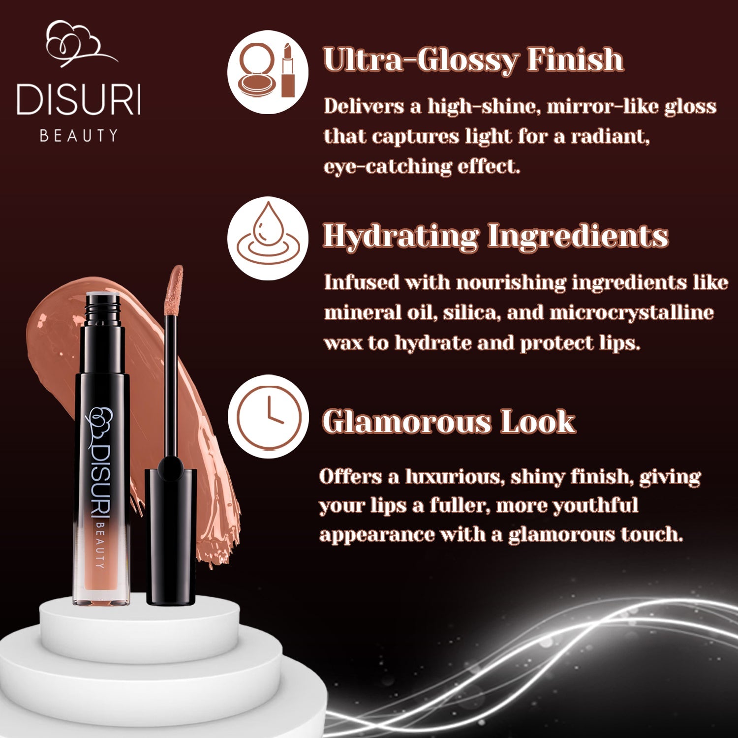 DISURI Beauty Glossy Blast Lip Gloss - Light Nude (M51)