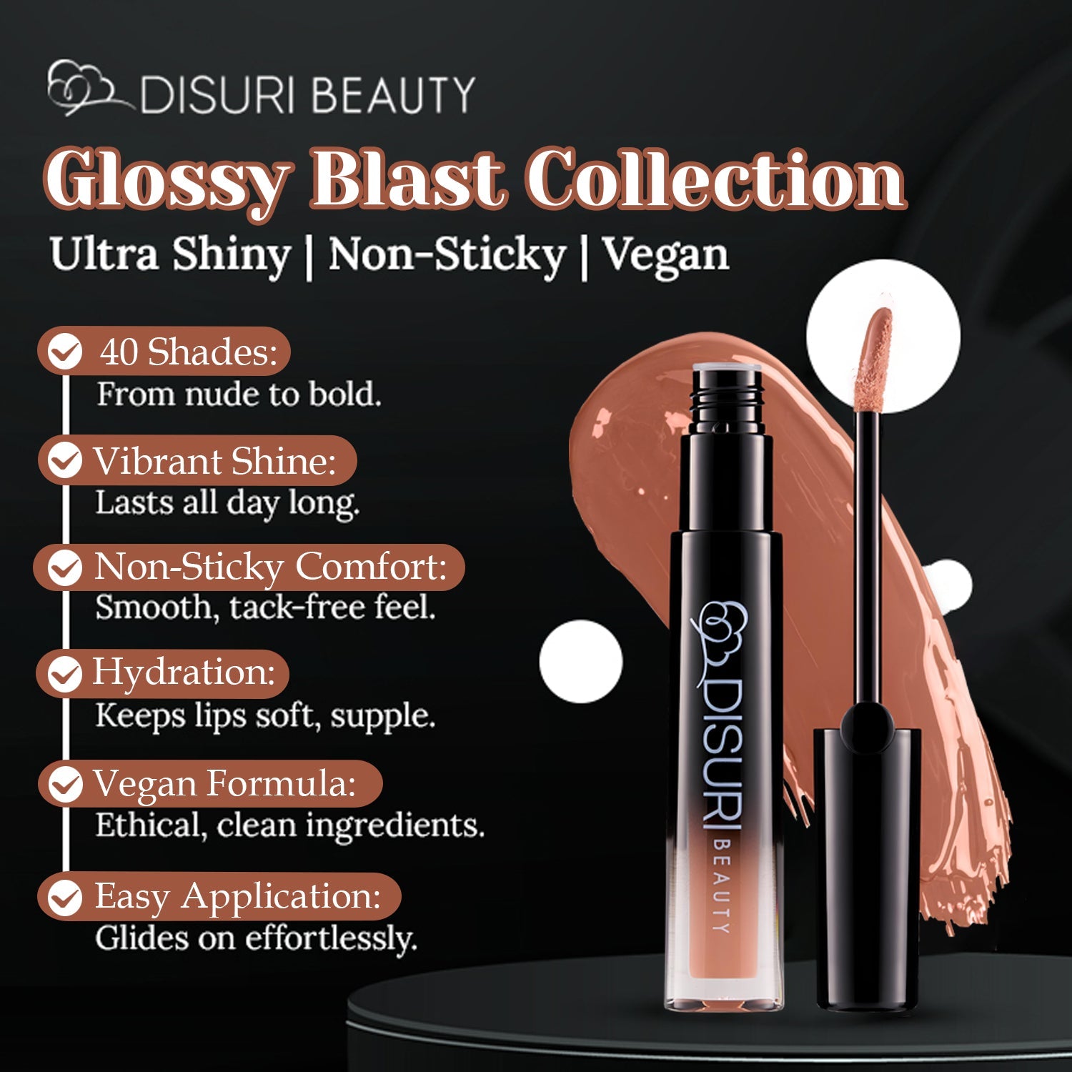 DISURI Beauty Glossy Blast Lip Gloss - Light Nude (M51)
