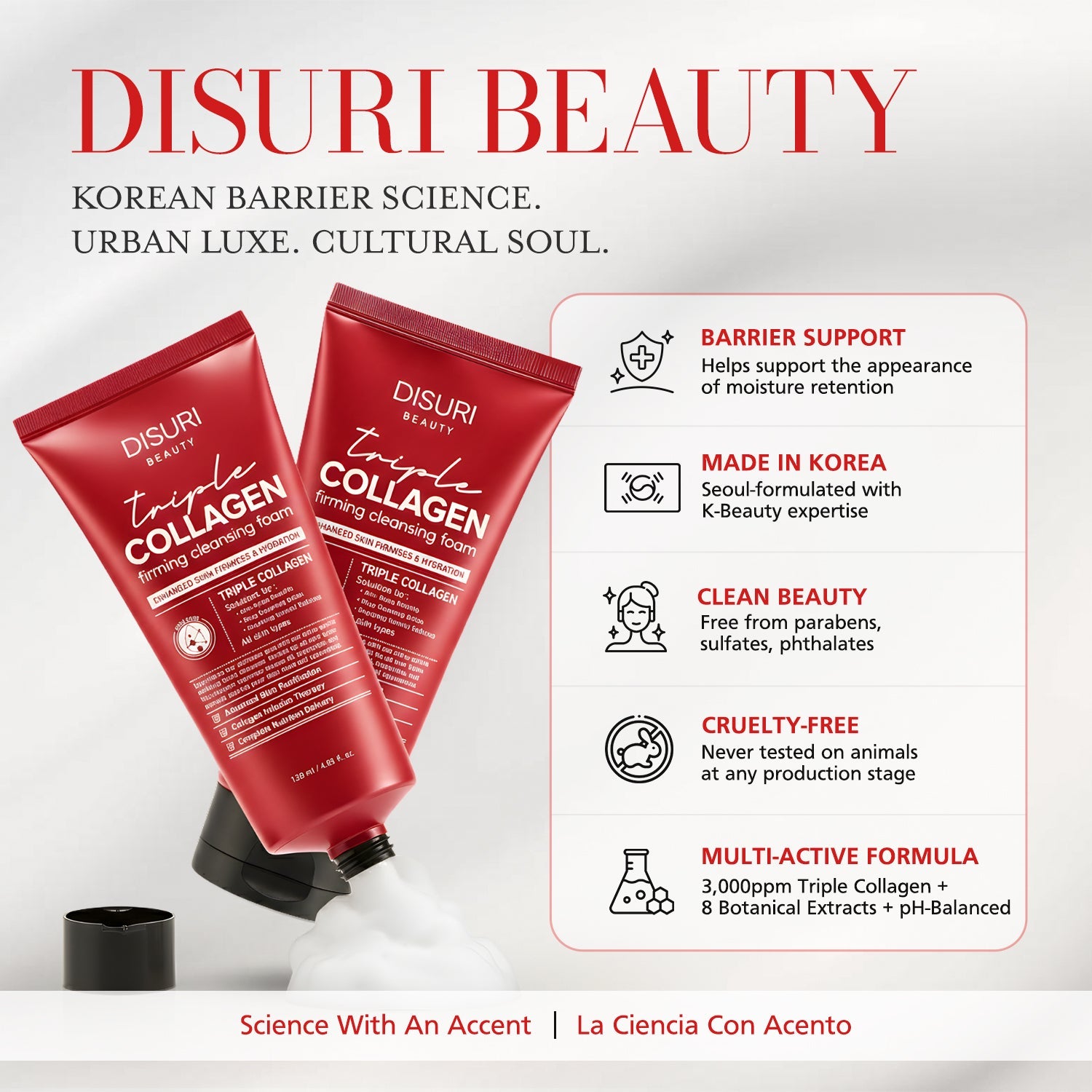 DISURI Triple Collagen Firming Foam - Korean Anti-Aging Cleanser with 3,000ppm Collagen Complex by DISURI BEAUTY
