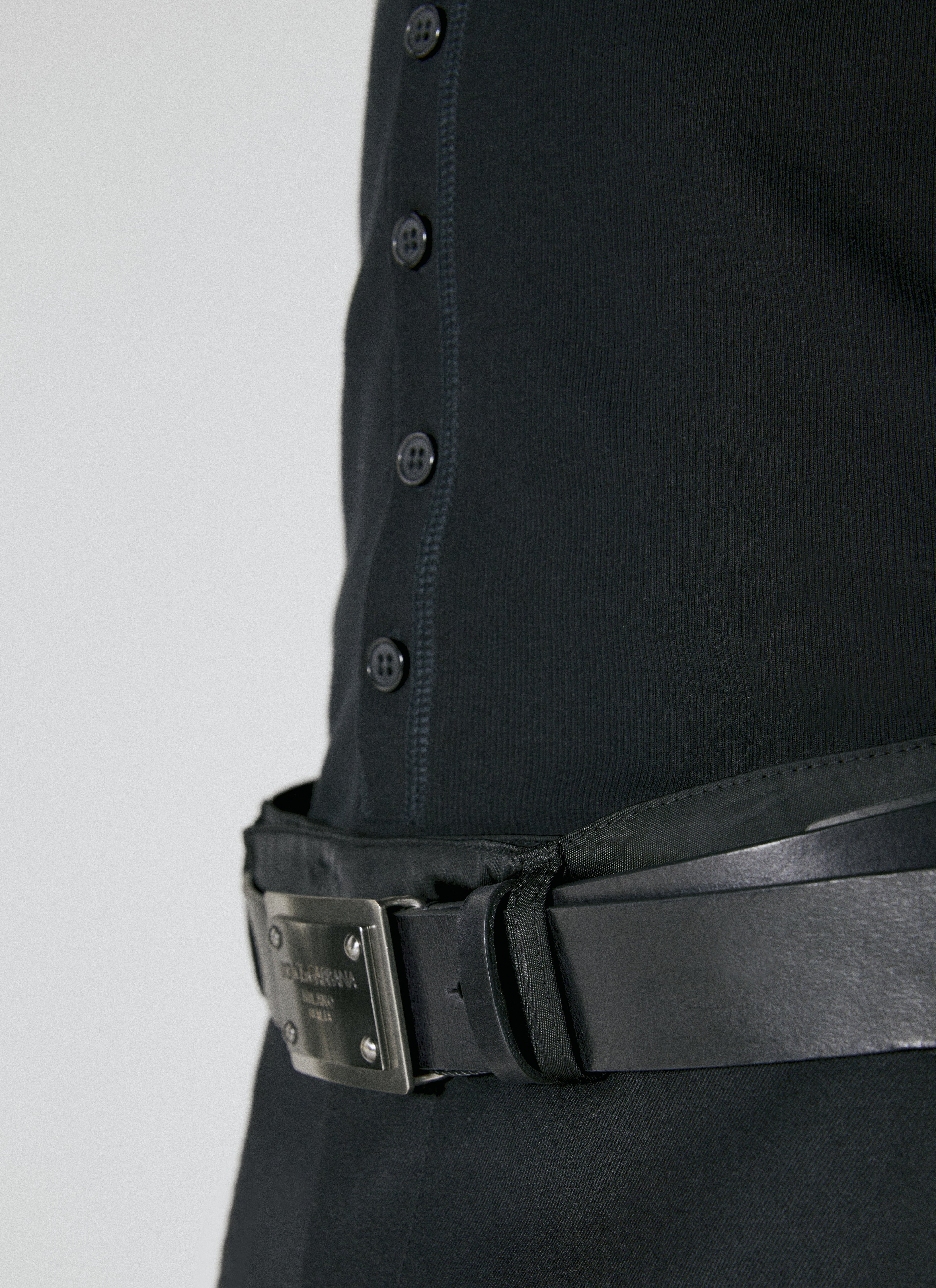 Dolce & Gabbana Men Logo Plaque Leather Belt by Luosophy