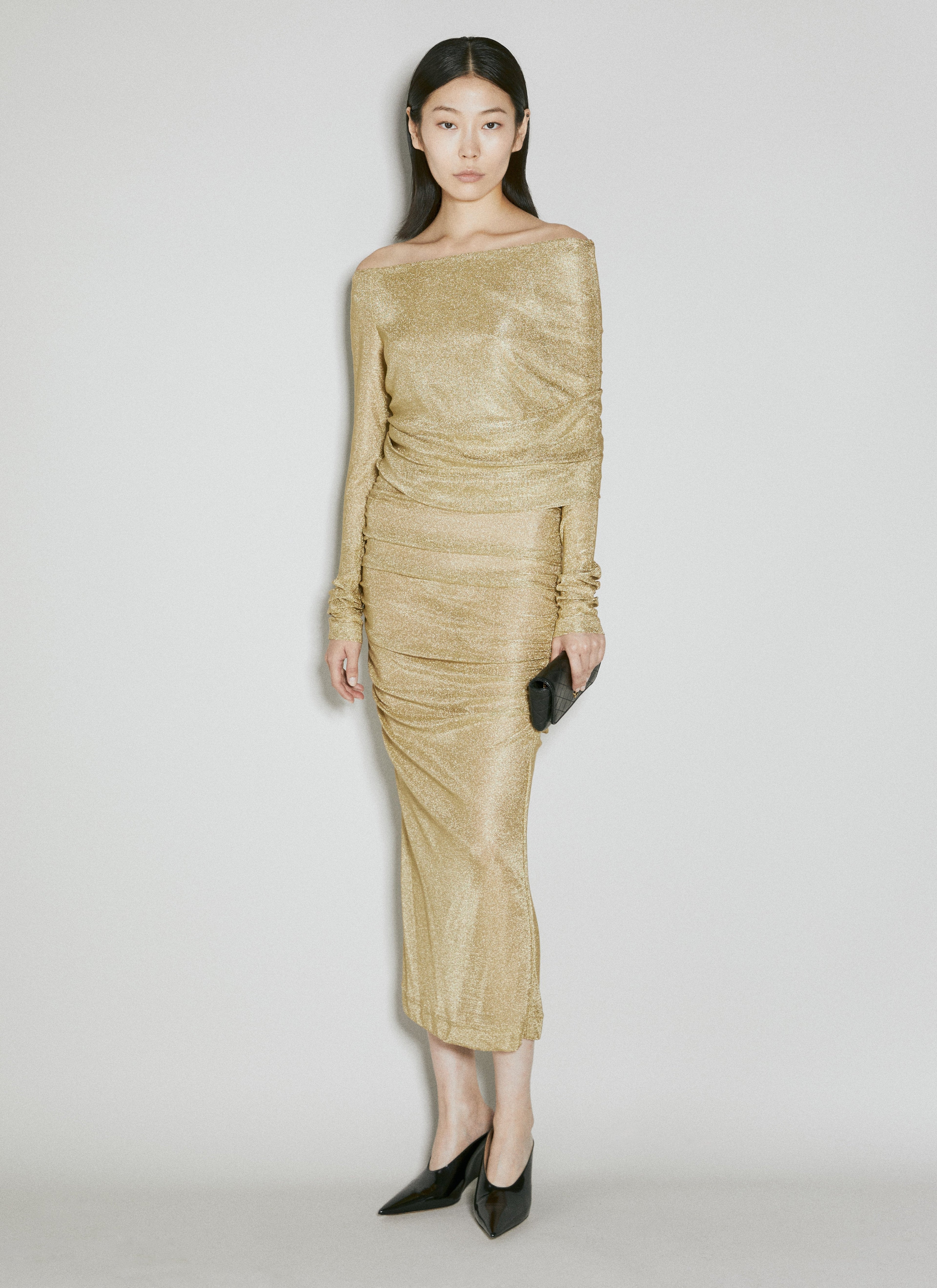 Dolce & Gabbana Women Lurex Mesh Midi Dress DestGlow