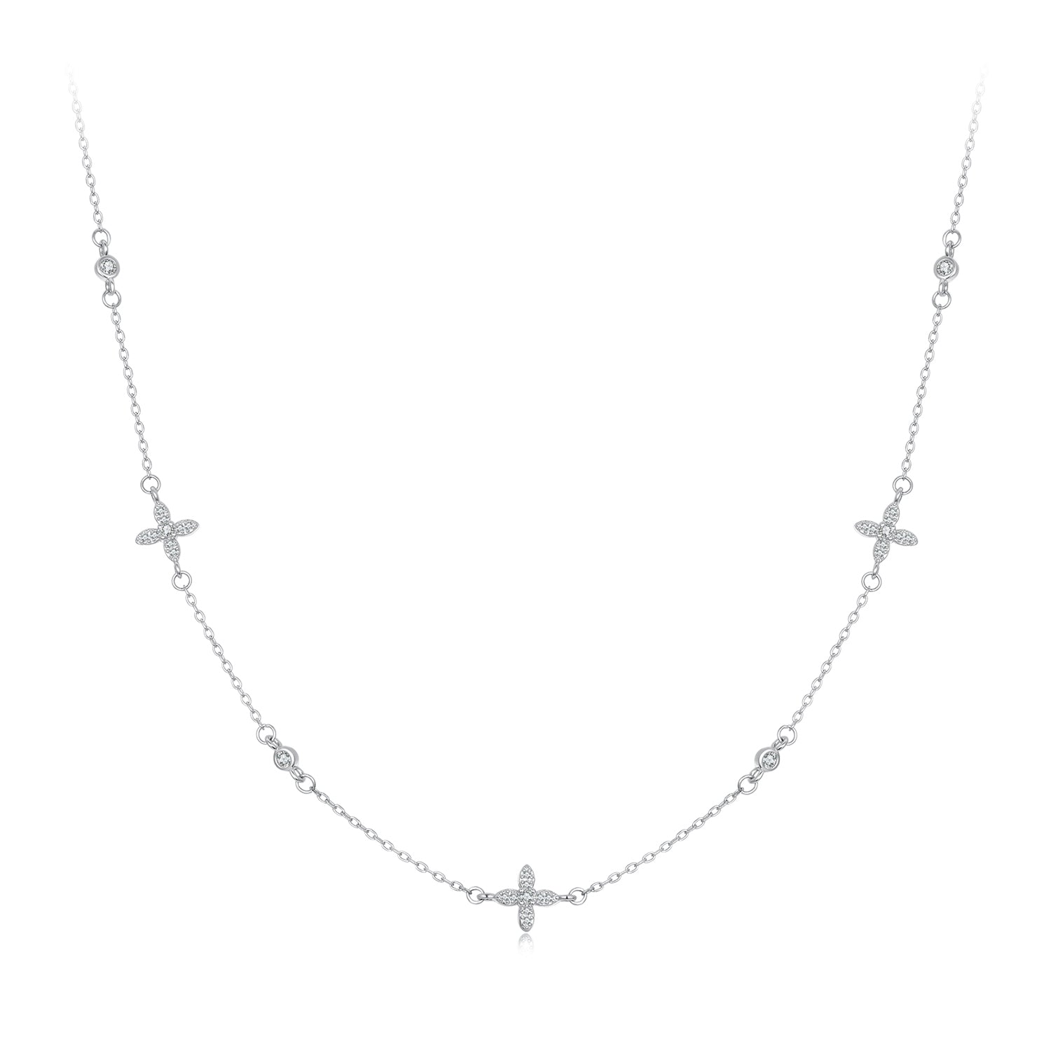 925 Sterling Silver White Gold Plated CZ Pendant Necklace for Women DestGlow