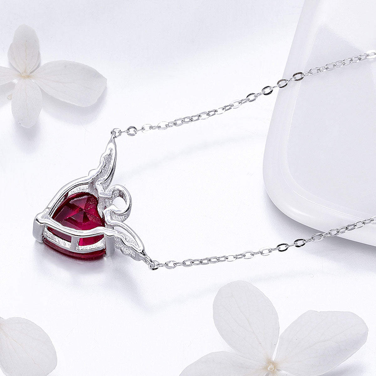 925 Sterling Silver Adjustable Necklace 37-45cm with 1.4*2cm Pendant for Women DestGlow