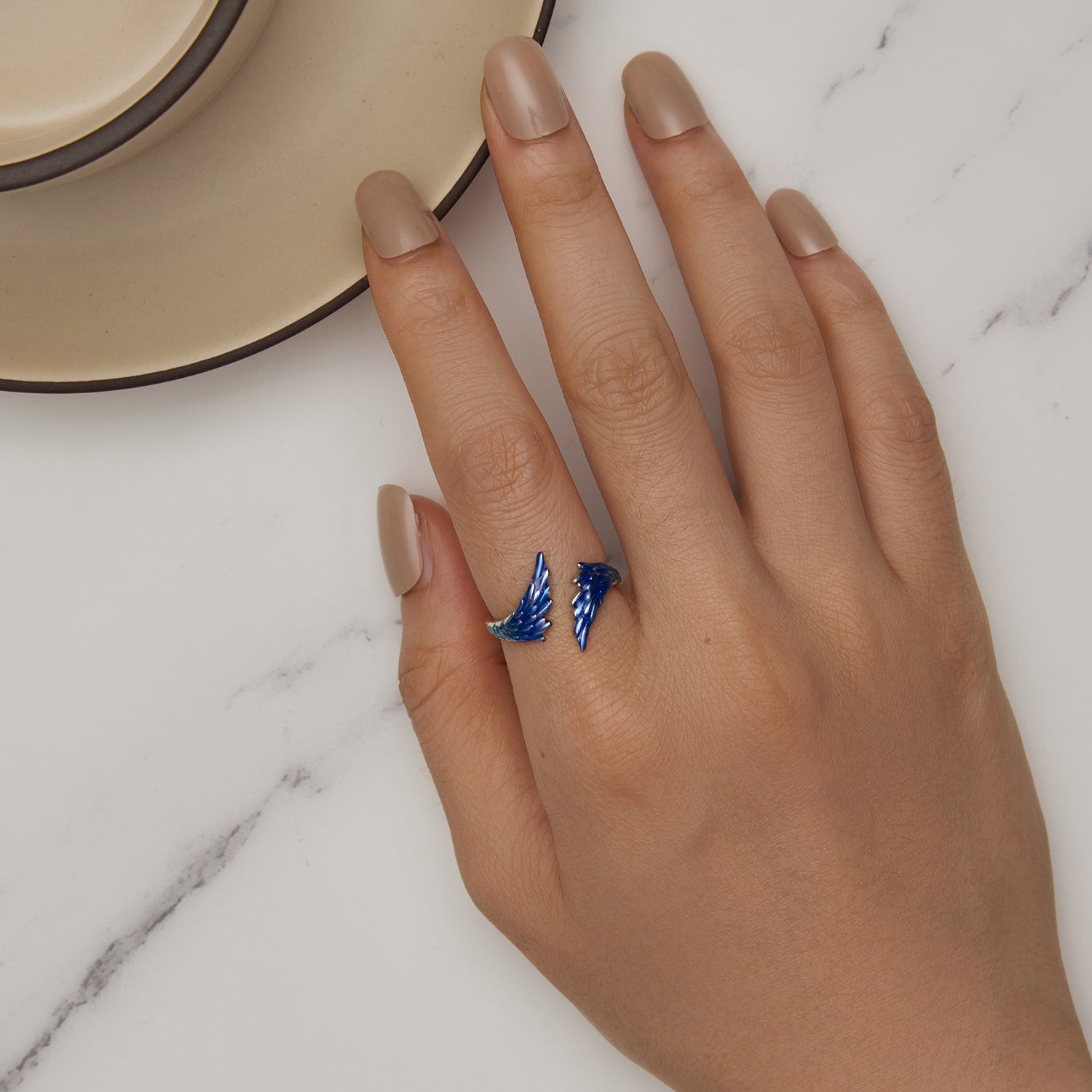 925 Sterling Silver Enamel Ring Size 9.0 for Women DestGlow
