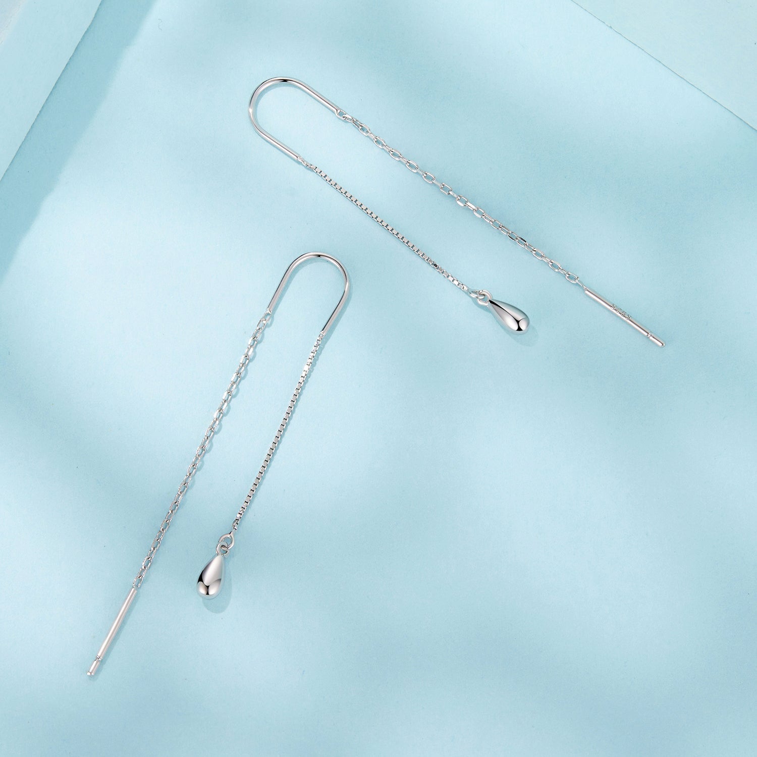 925 Sterling Silver Plated White Gold Water Droplet Earrings for Women DestGlow