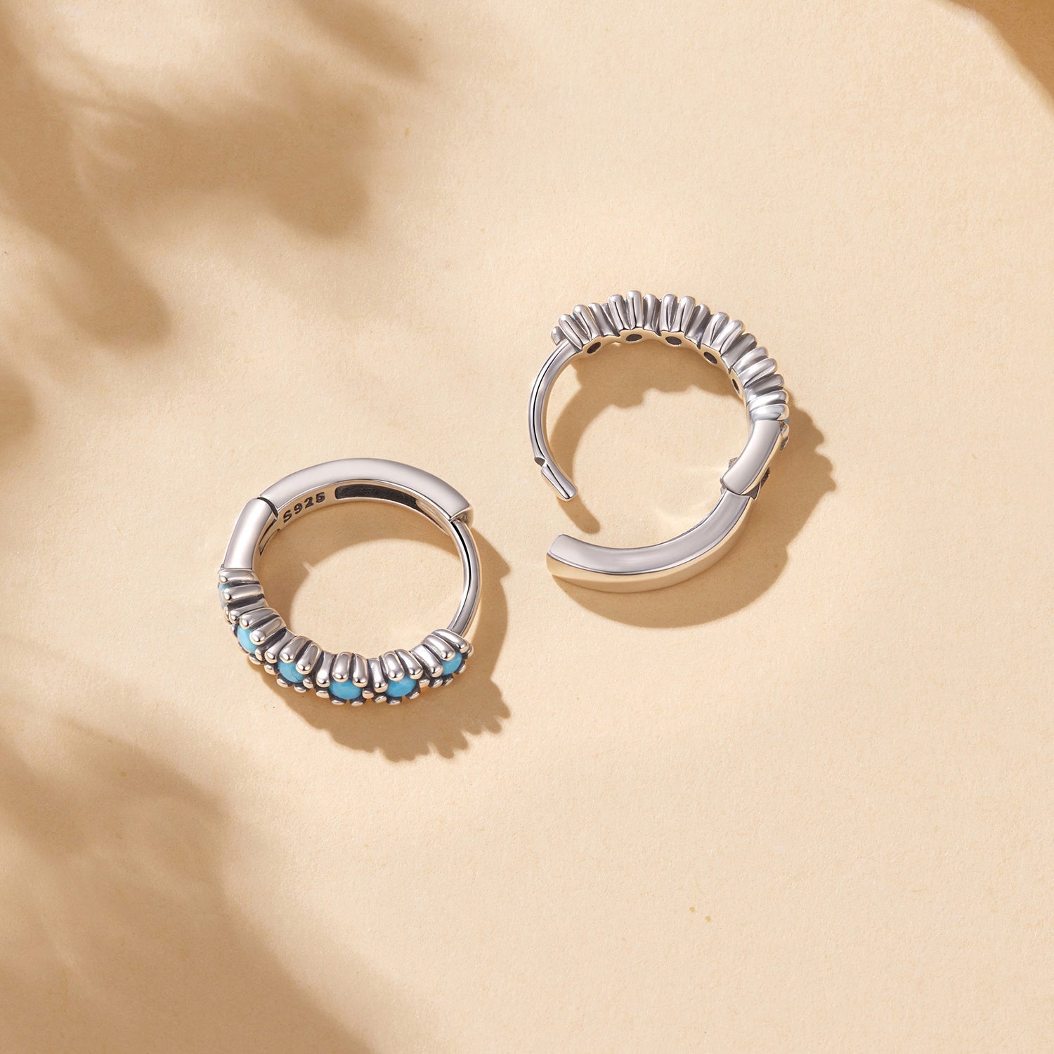 925 Sterling Silver Turquoise Earrings for Women 1.4x0.5cm DestGlow