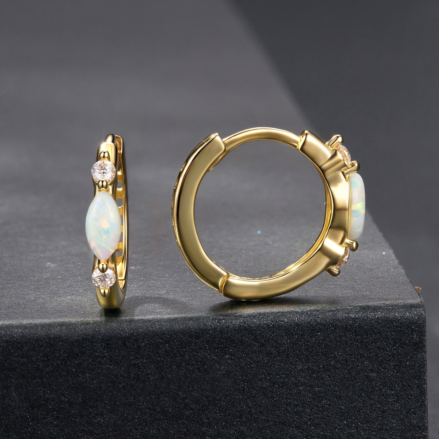 925 Sterling Silver Moissanite and Opal White Gold Plated Earrings for Women DestGlow