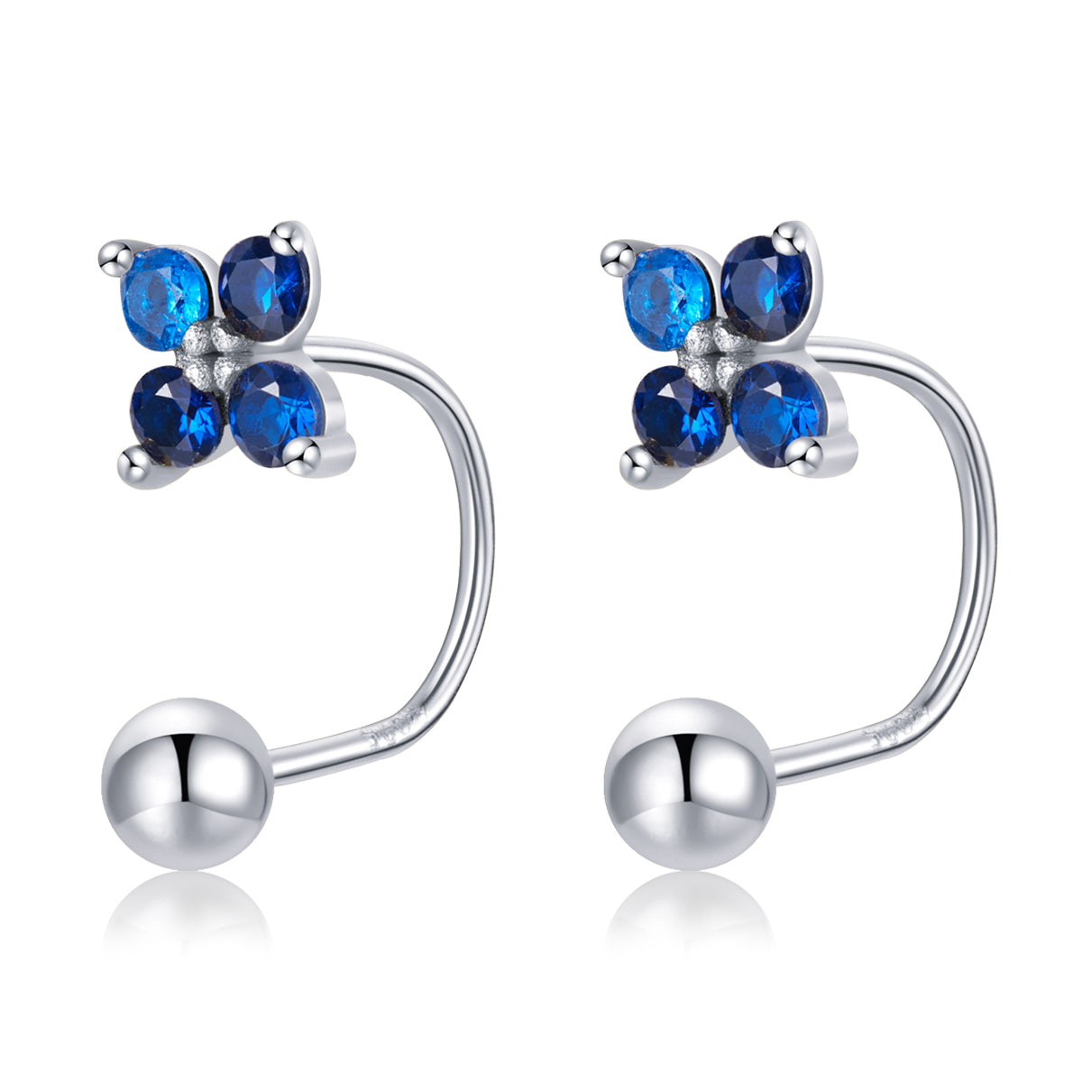 925 Sterling Silver Earrings with Pavé CZ & Platinum Plating for Women DestGlow