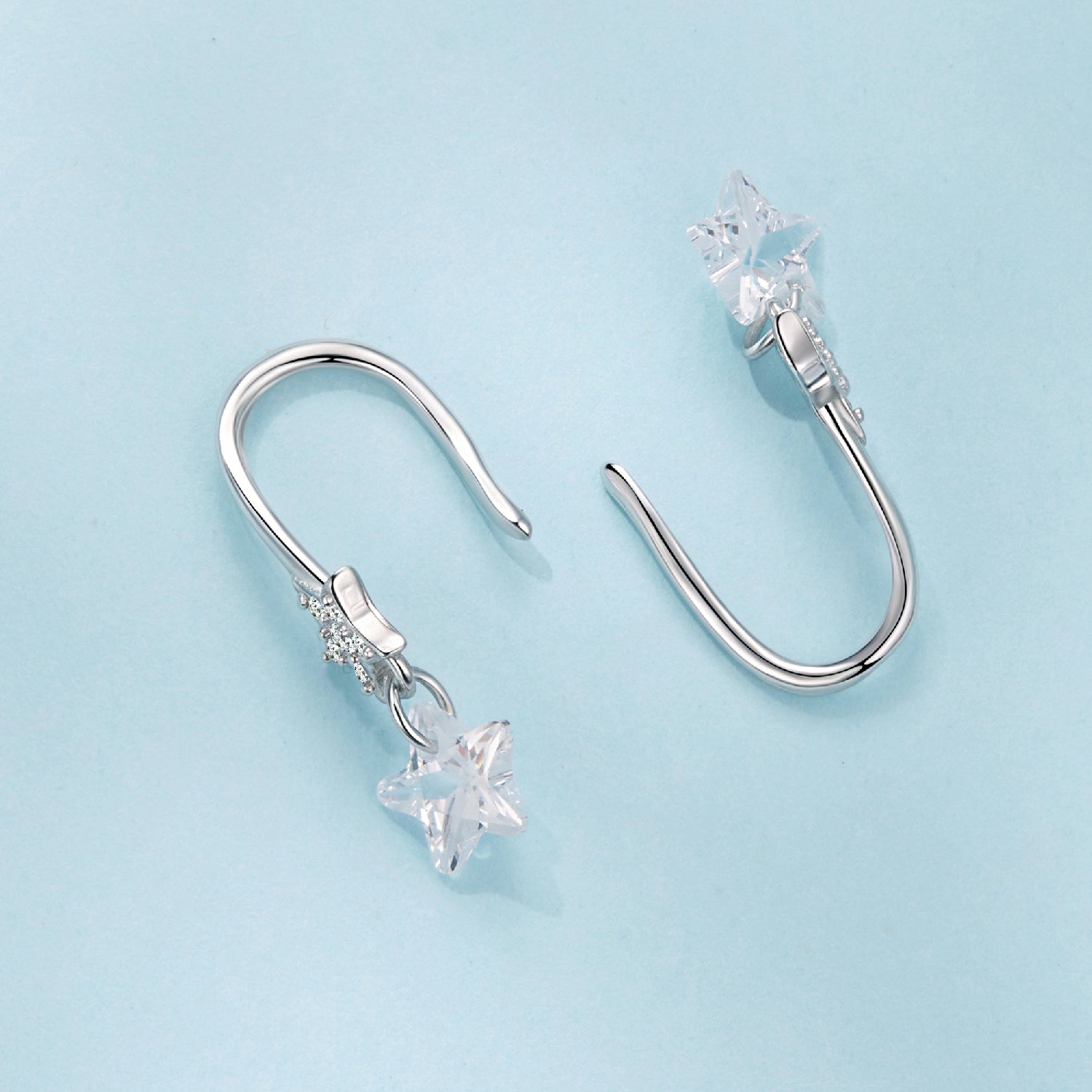 925 Sterling Silver Earrings with Pavé Setting CZ, White Gold Plating, 2.1*0.6cm, for Women DestGlow