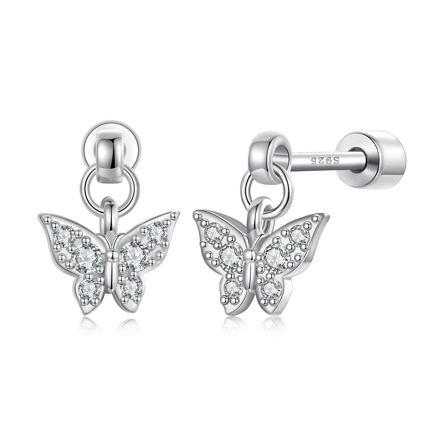 925 Sterling Silver White Gold Plated Earrings with CZ DestGlow