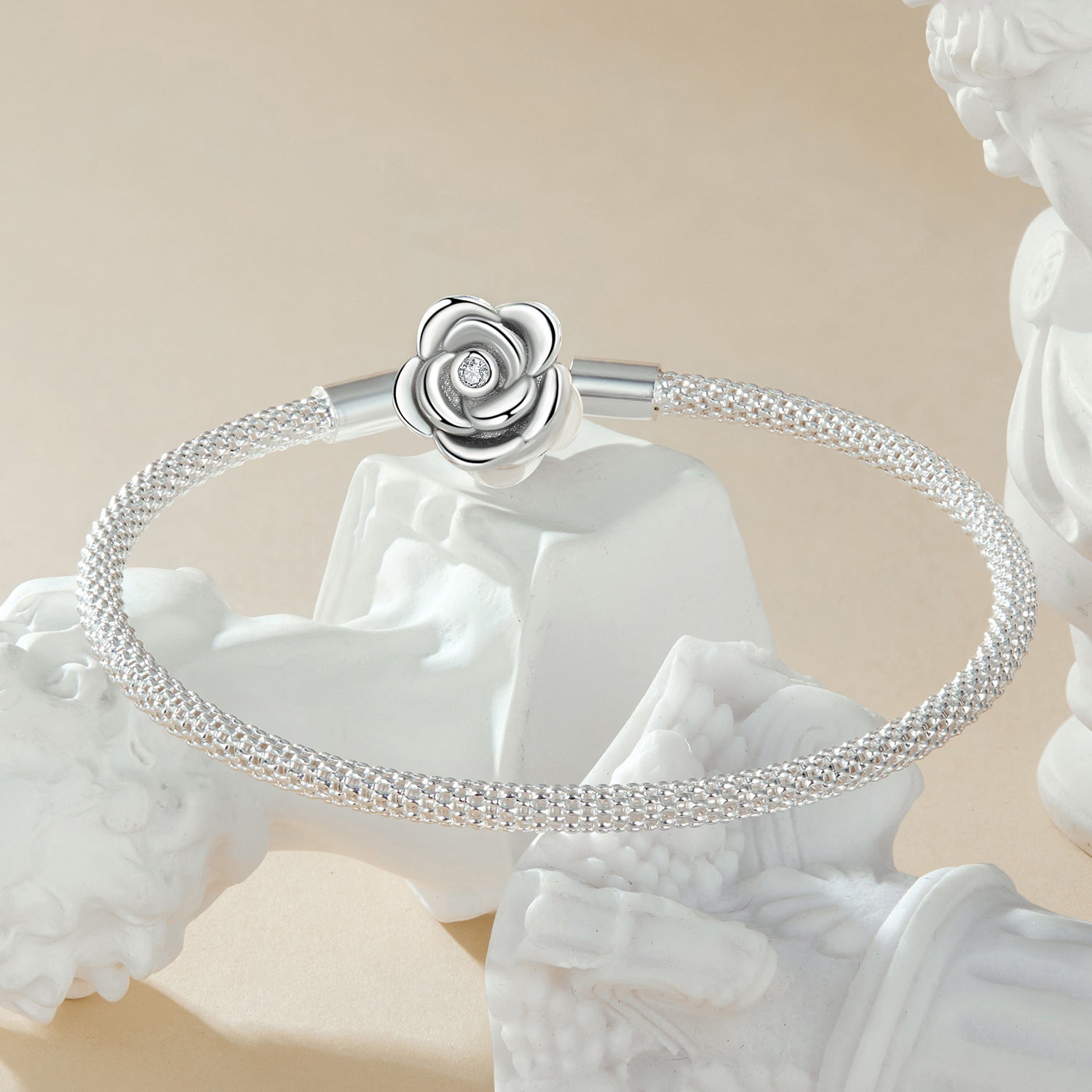 925 Sterling Silver Bracelet with Oxidized Finish and CZ 17.0 cm DestGlow