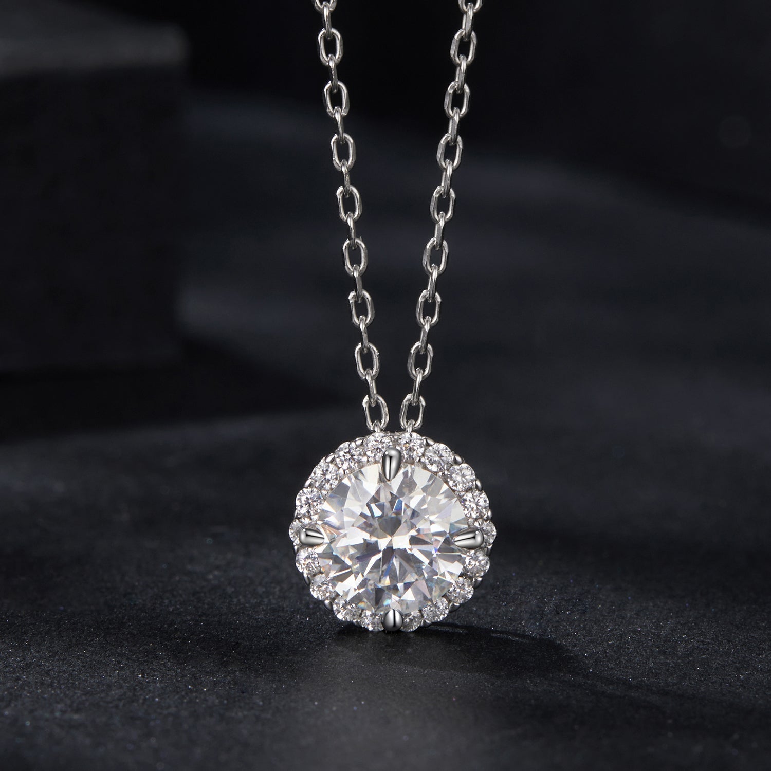 925 Sterling Silver Moissanite Necklace 40+5cm with Pavé Setting for Women DestGlow
