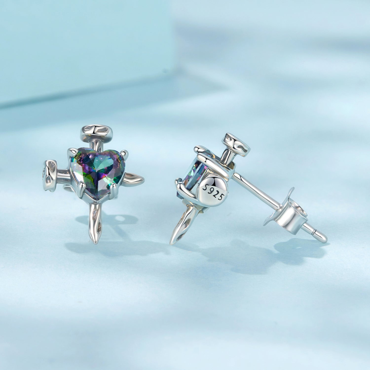 925 Sterling Silver Earrings with Transparent Glass for Women DestGlow