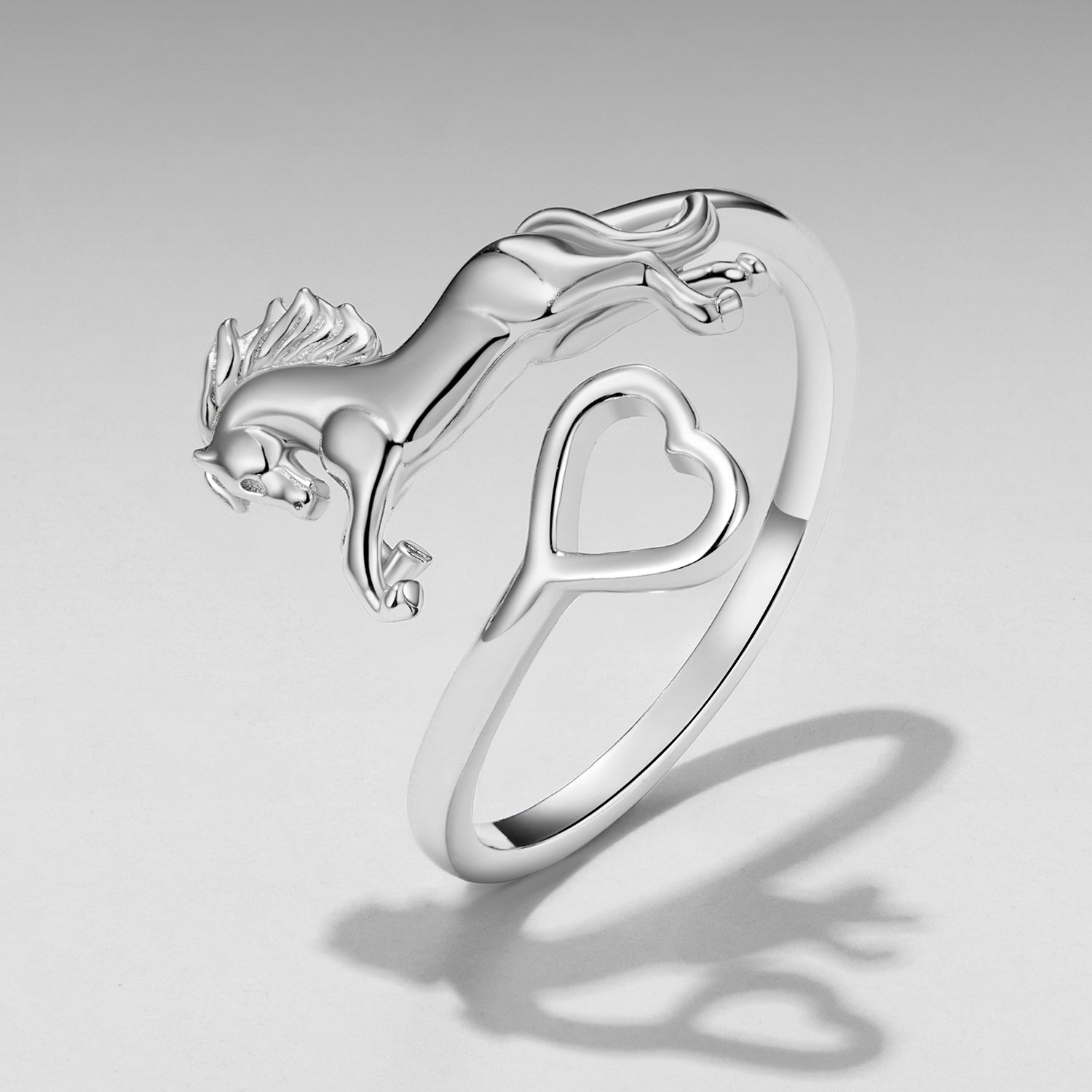 925 Sterling Silver + Plated White Gold Horse Ring DestGlow