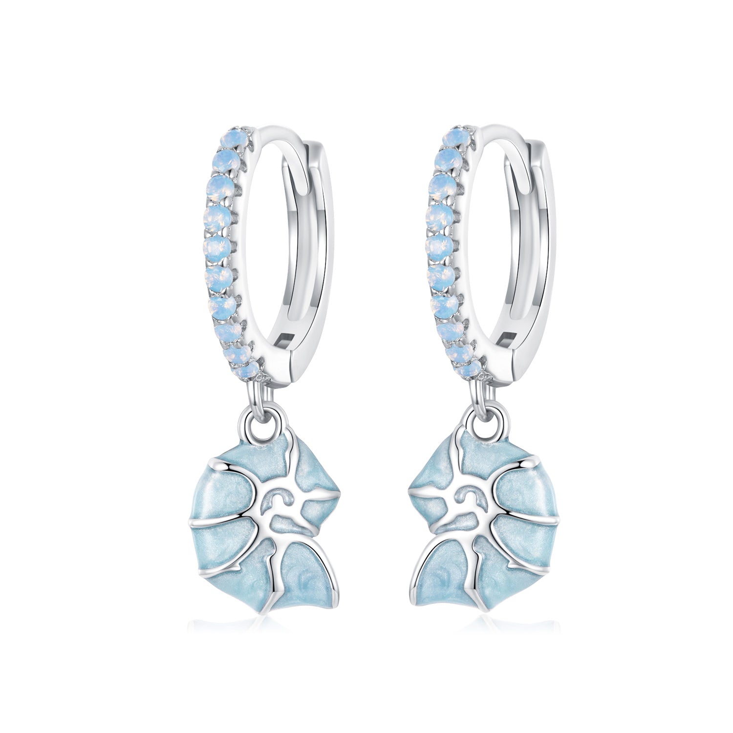 925 Sterling Silver Earrings with Nano Opal Stone and Enamel - 22x8mm DestGlow