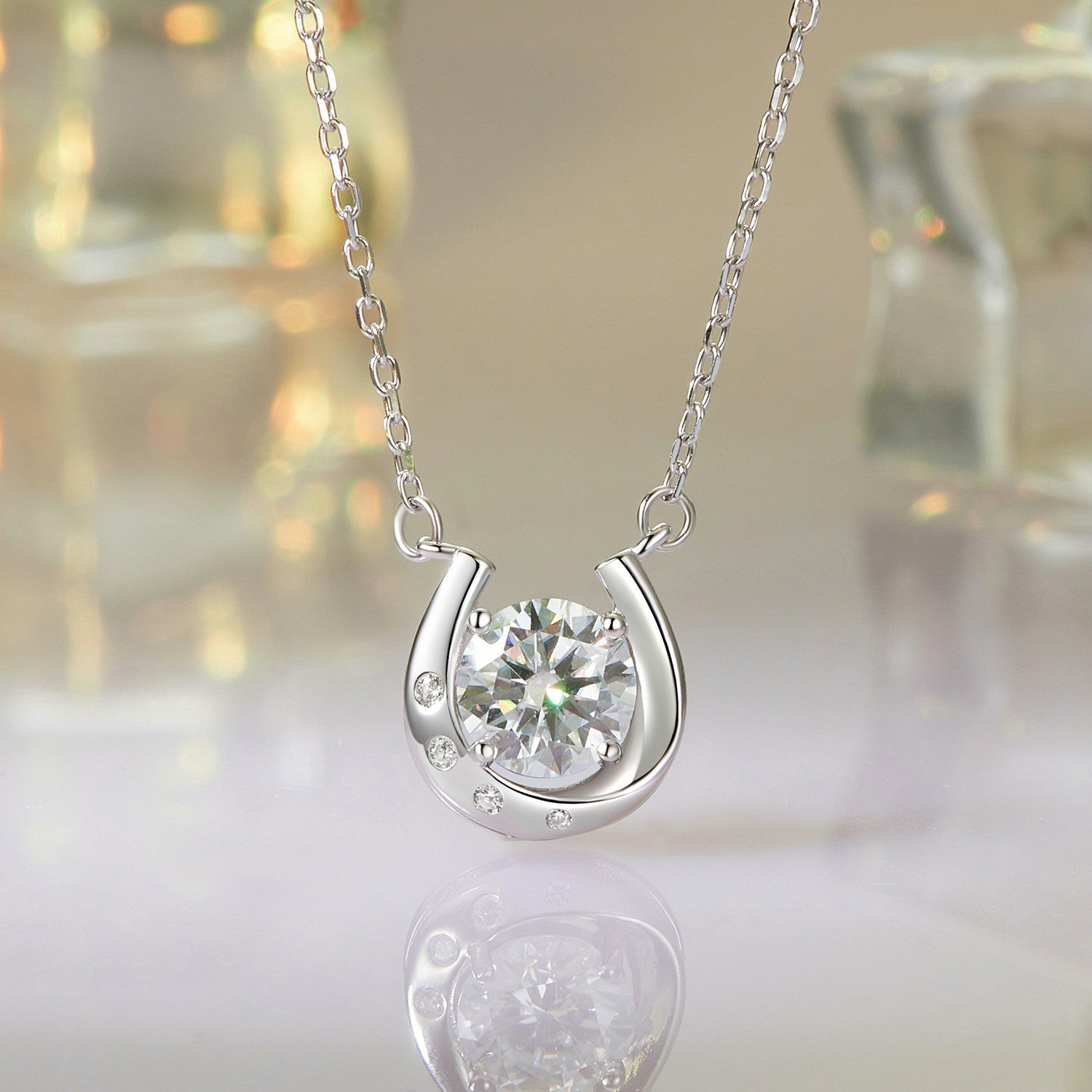 925 Sterling Silver Moissanite Necklace with Pavé Setting, 1 Carat, 400mm Length for Women DestGlow