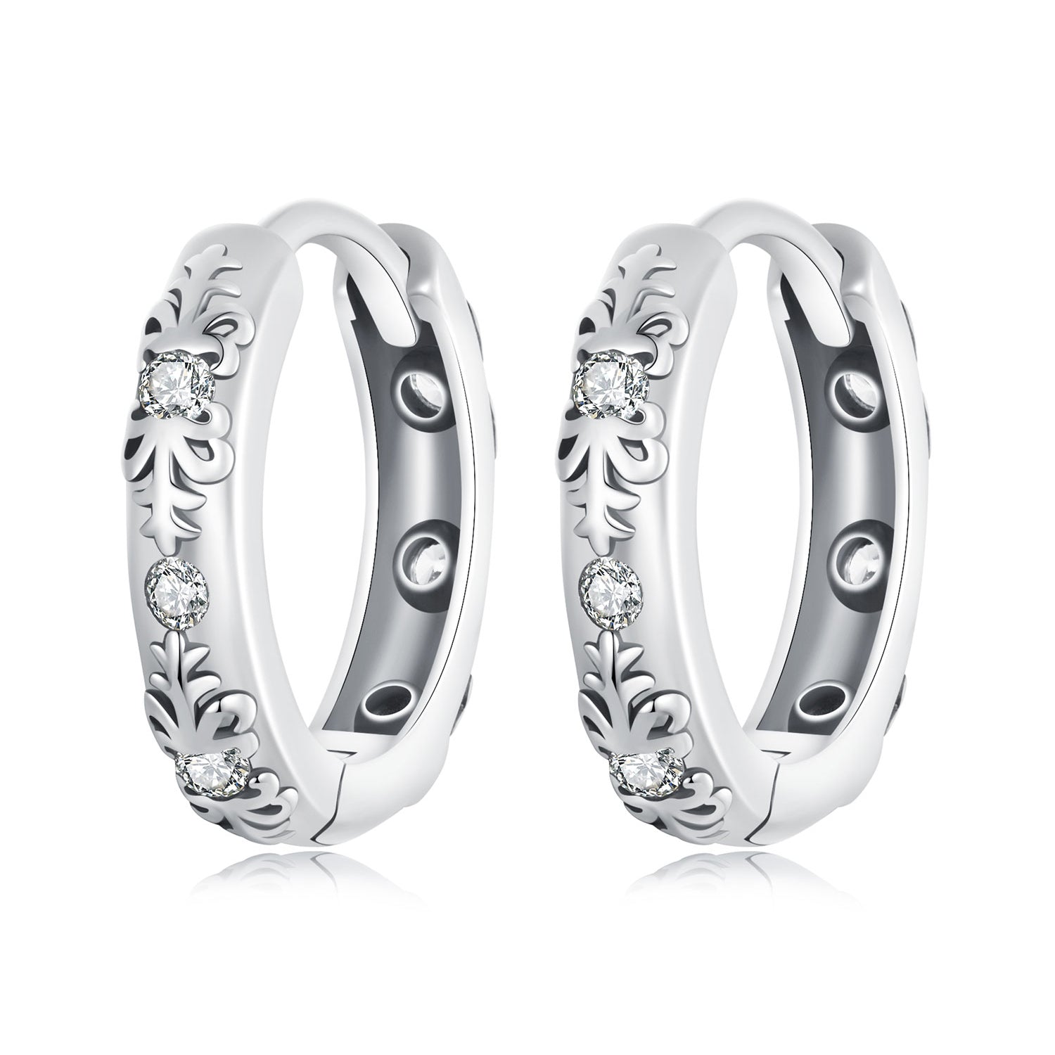925 Sterling Silver Earrings with Oxidized Finish and Pavé Setting CZ for Women DestGlow