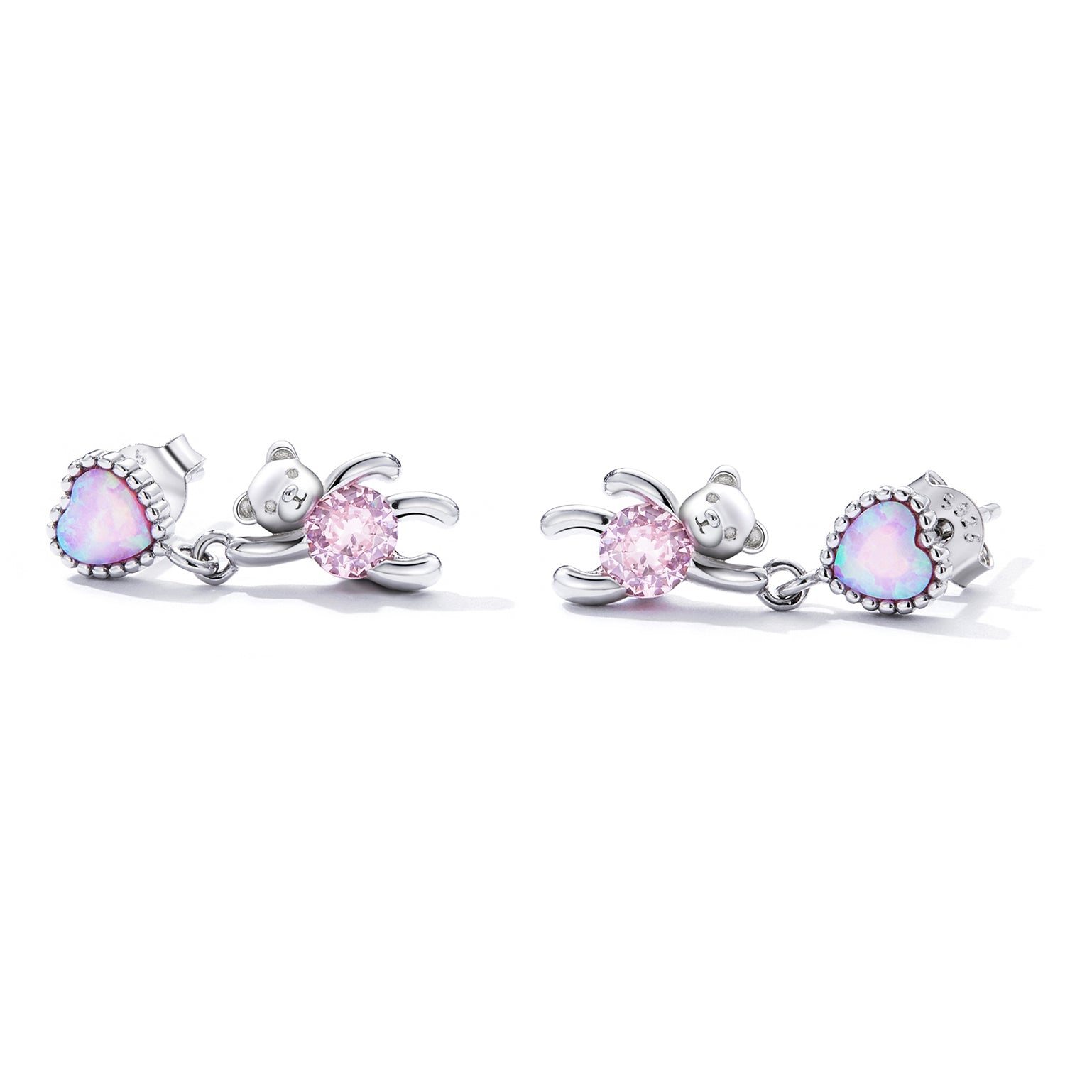 925 Sterling Silver Earrings with Translucent Opal and CZ for Women DestGlow
